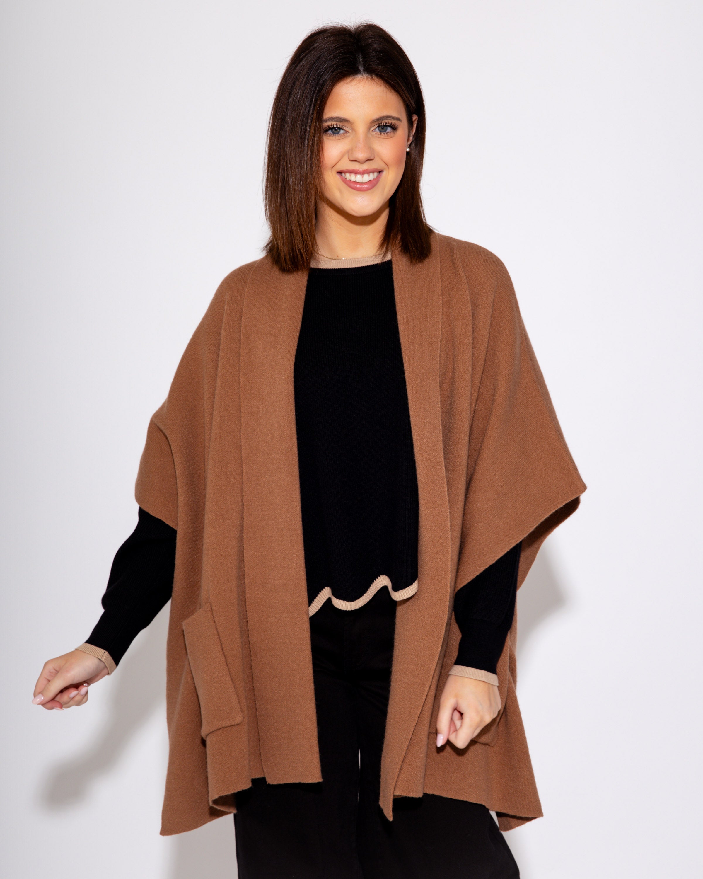 Mocha Knit Cape Cardigan