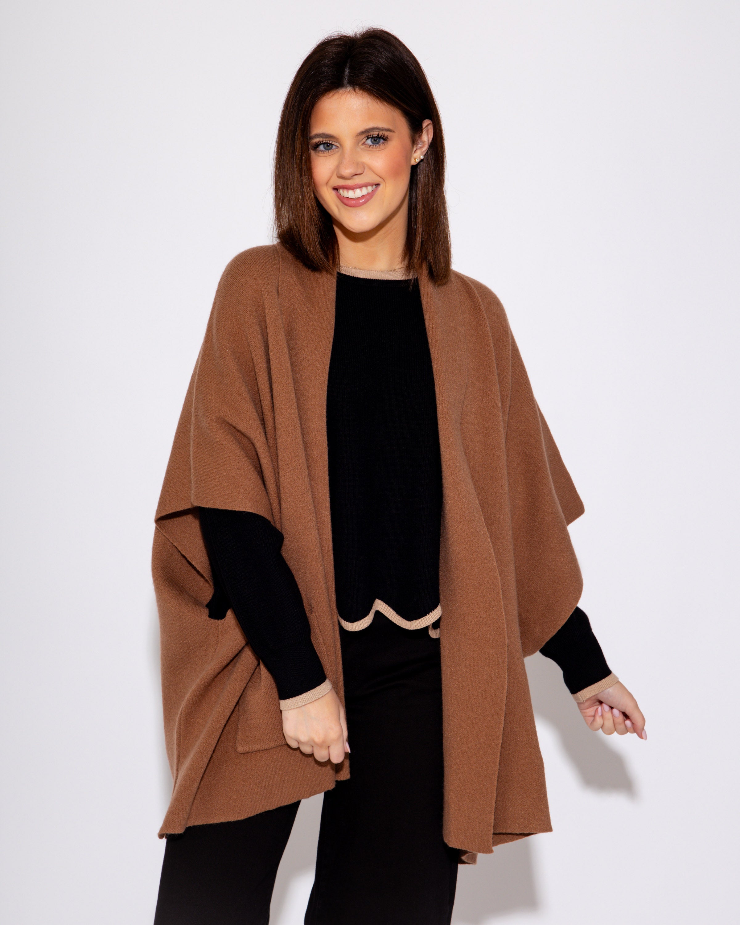 Mocha Knit Cape Cardigan