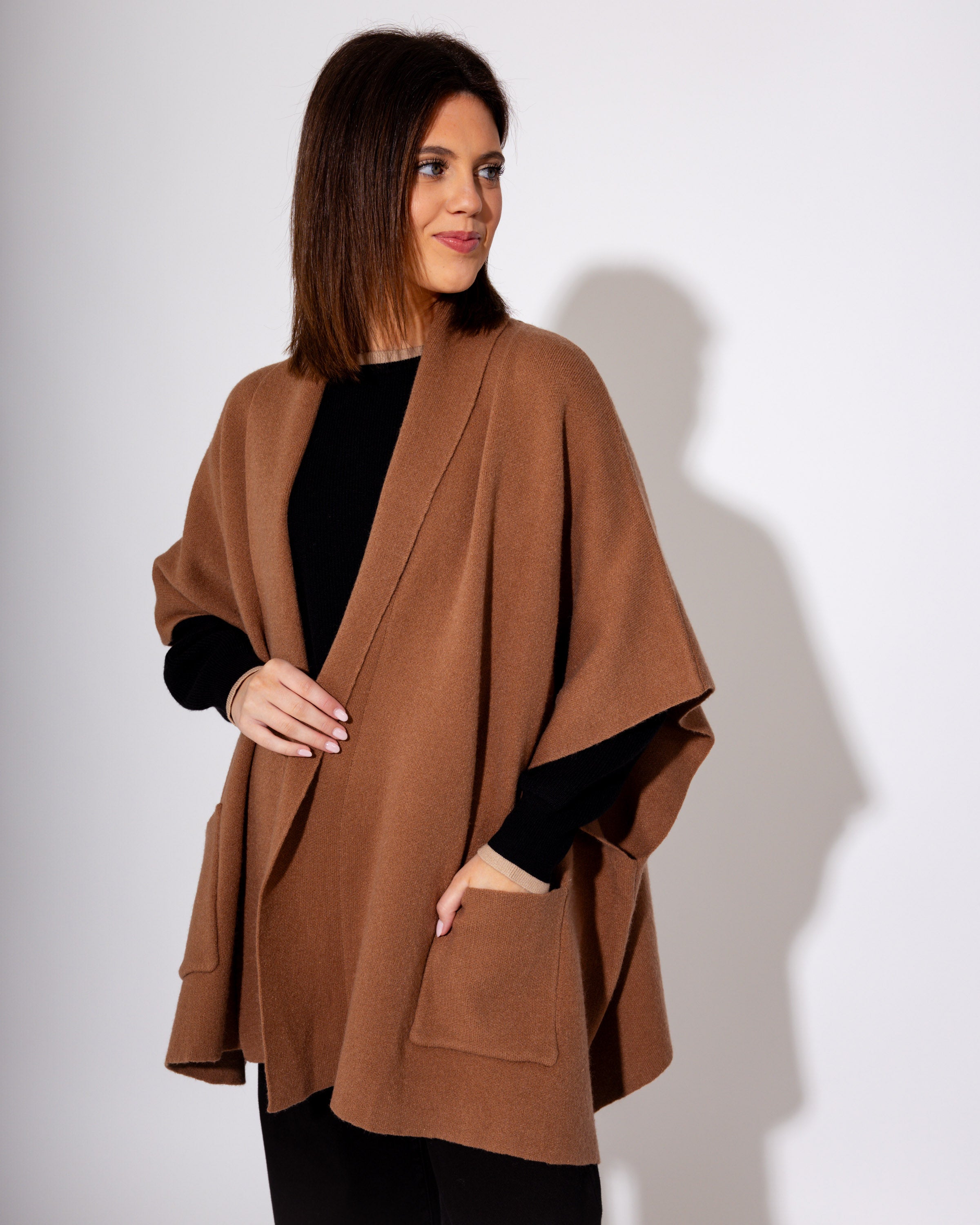 Mocha Knit Cape Cardigan
