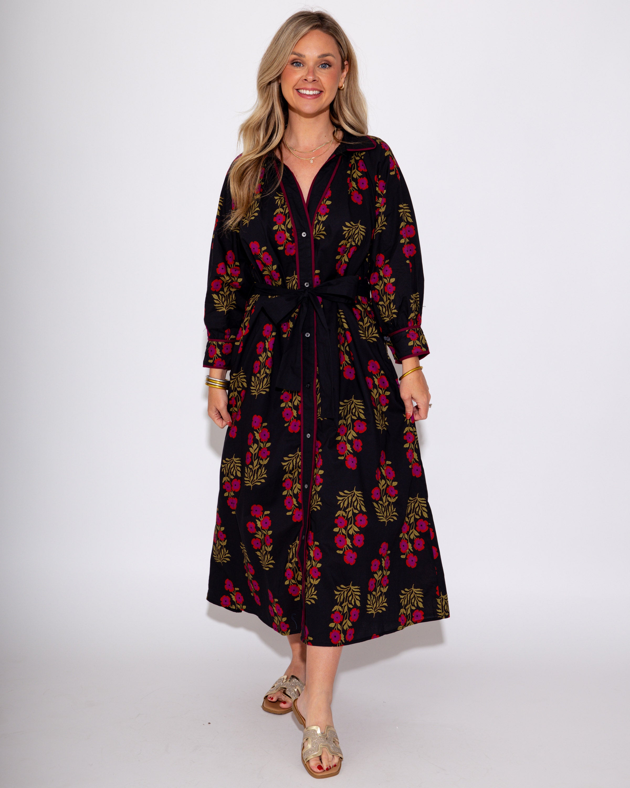 Floral Button-Down Midi Dress