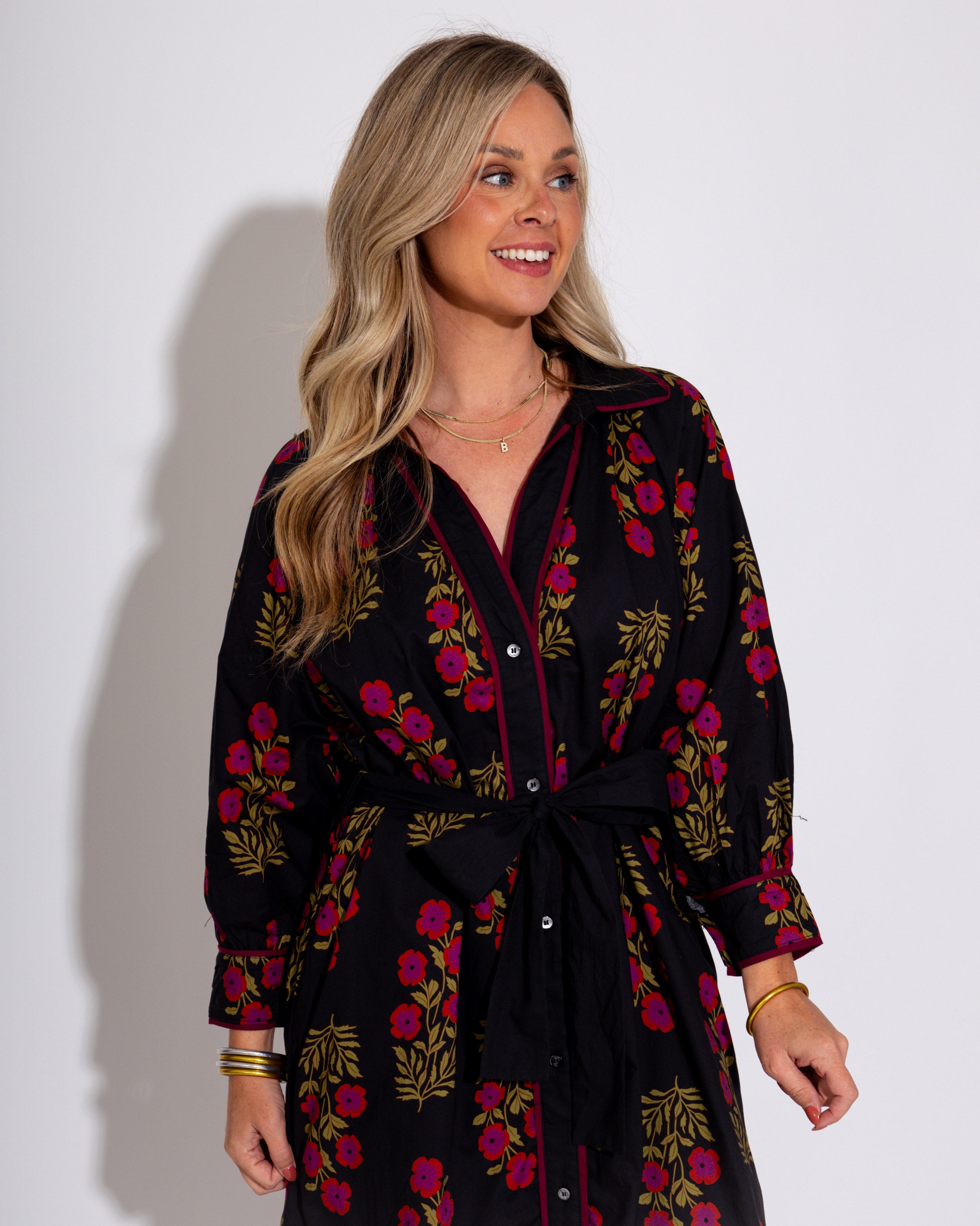 Floral Button-Down Midi Dress