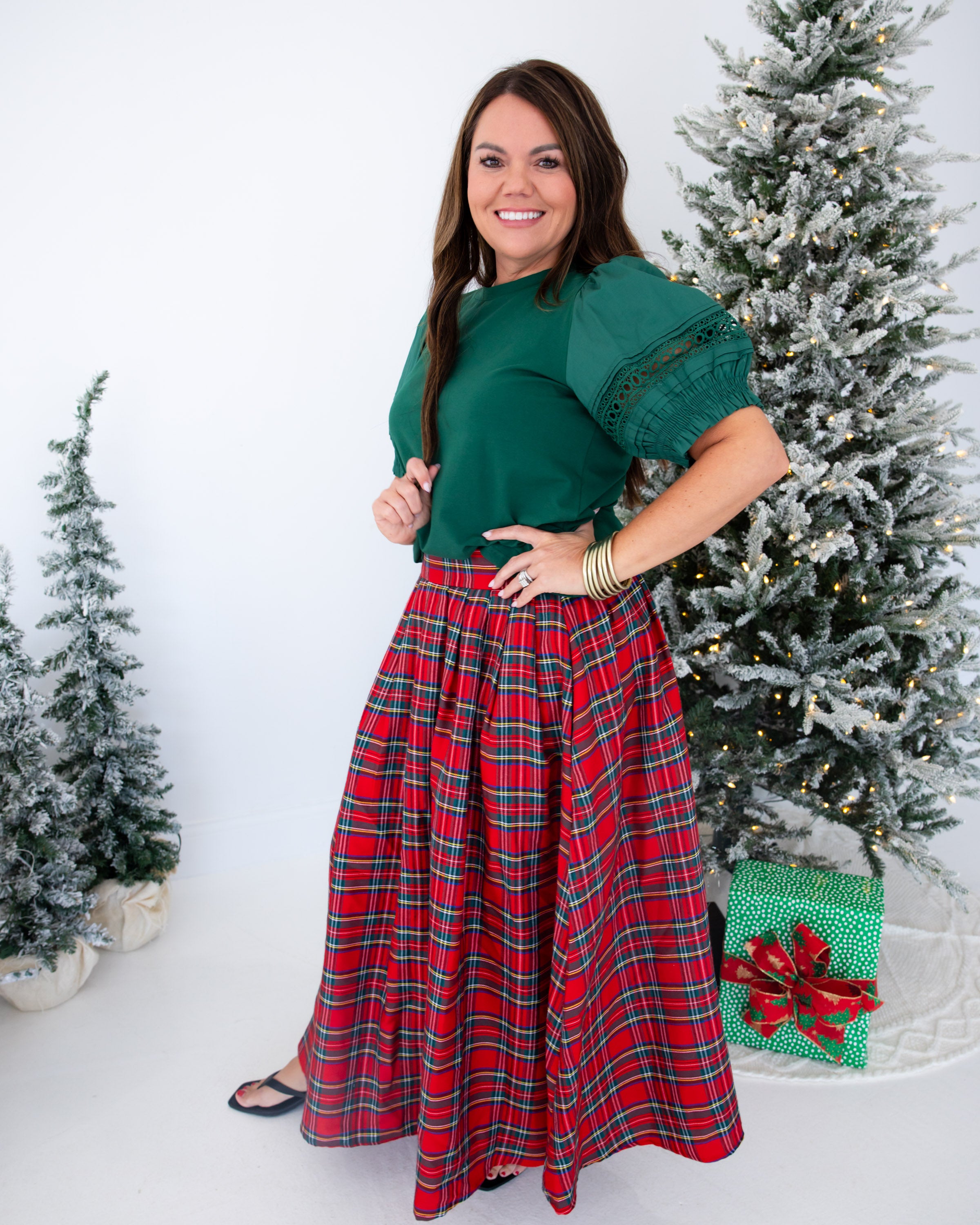 The Red Tartan Midi Skirt