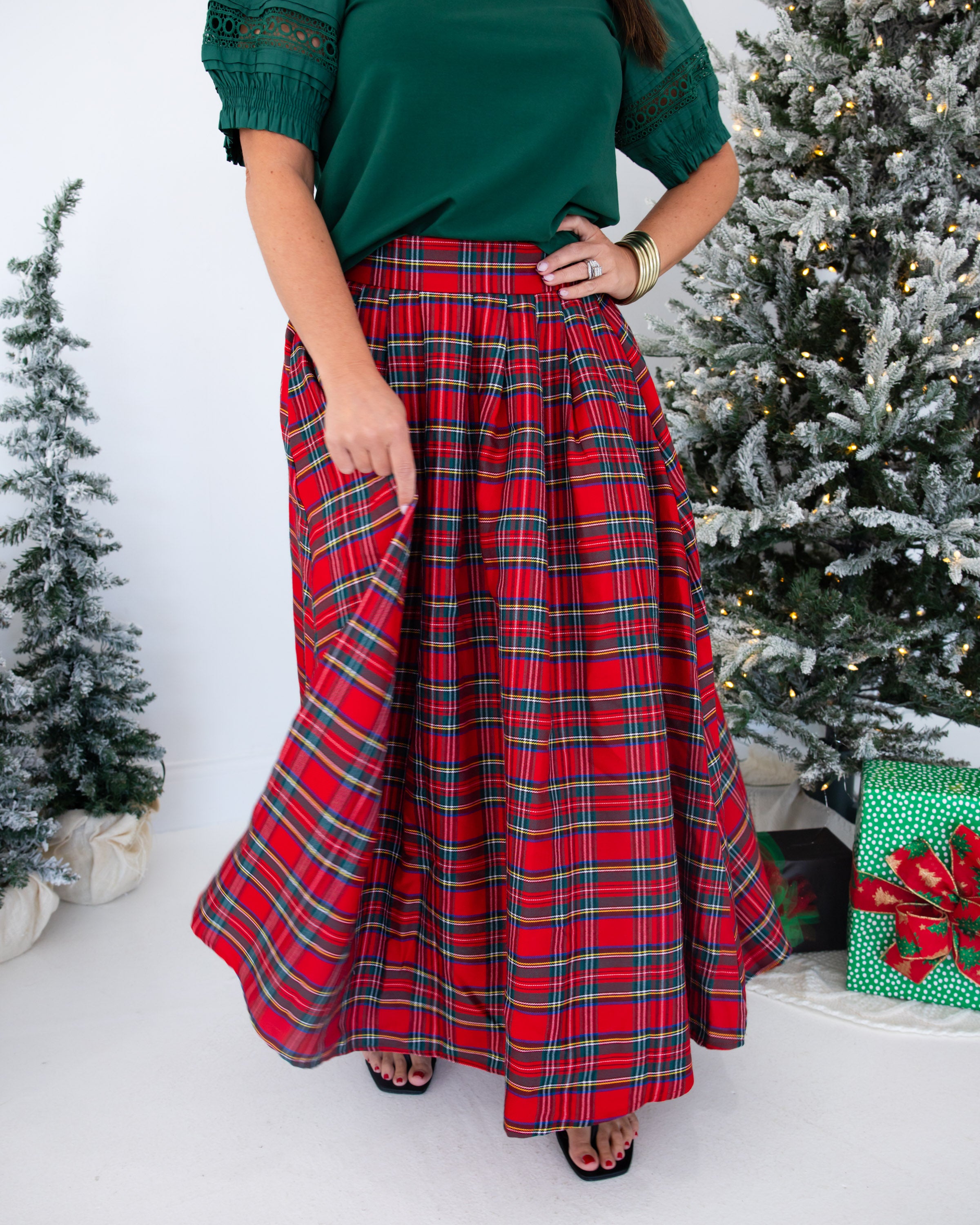 The Red Tartan Midi Skirt