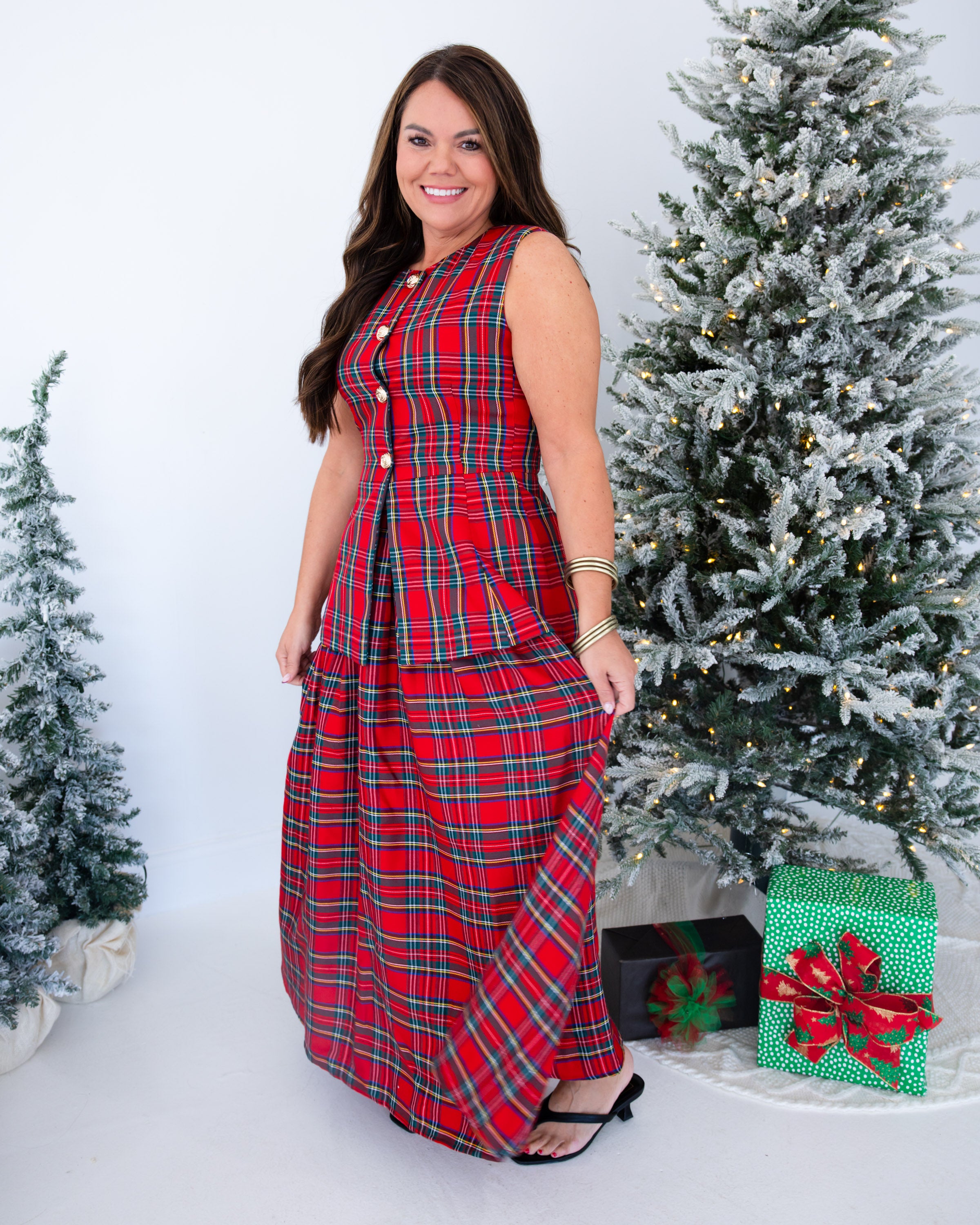 Tailored Tartan Vest in Red