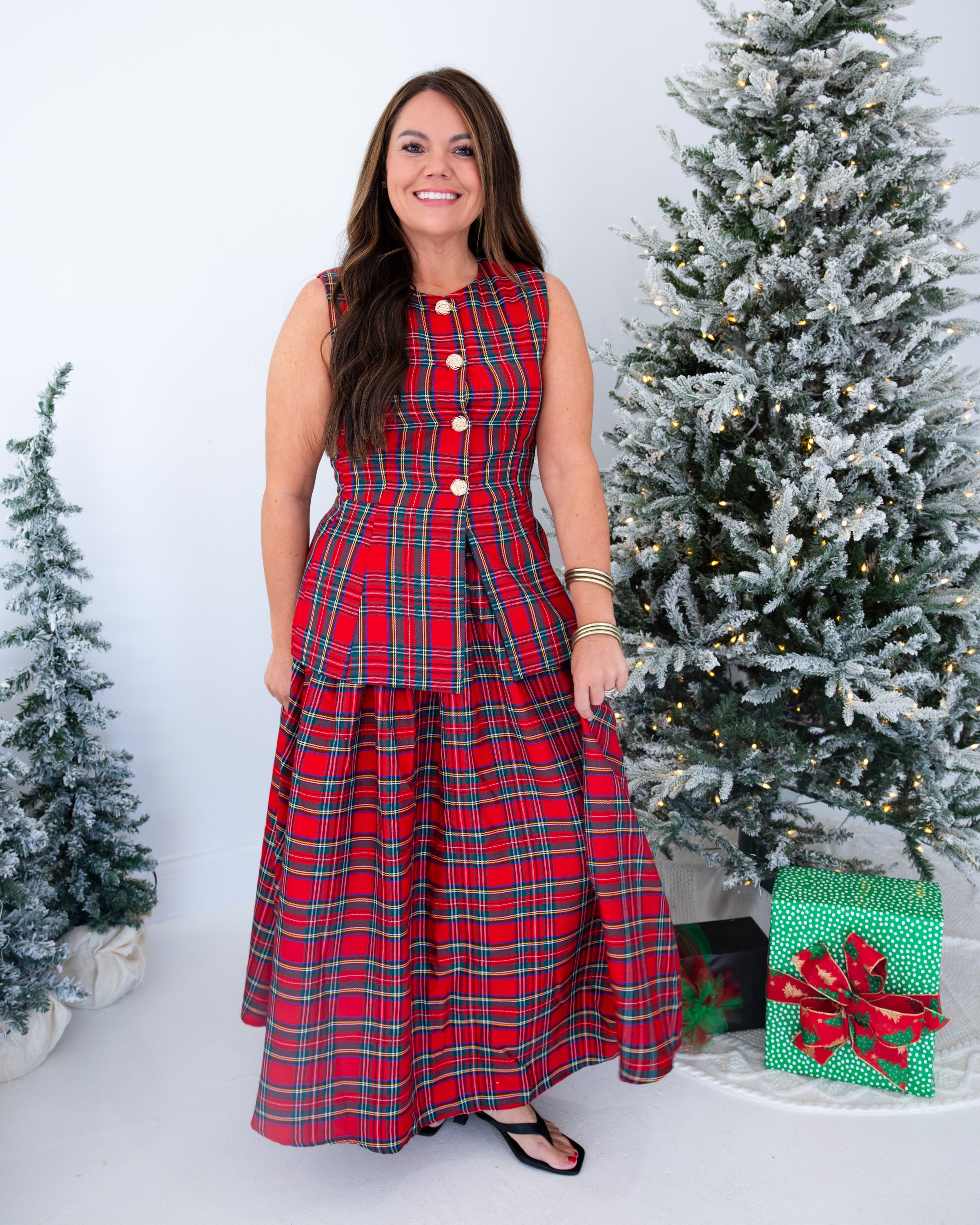 Tailored Tartan Vest in Red