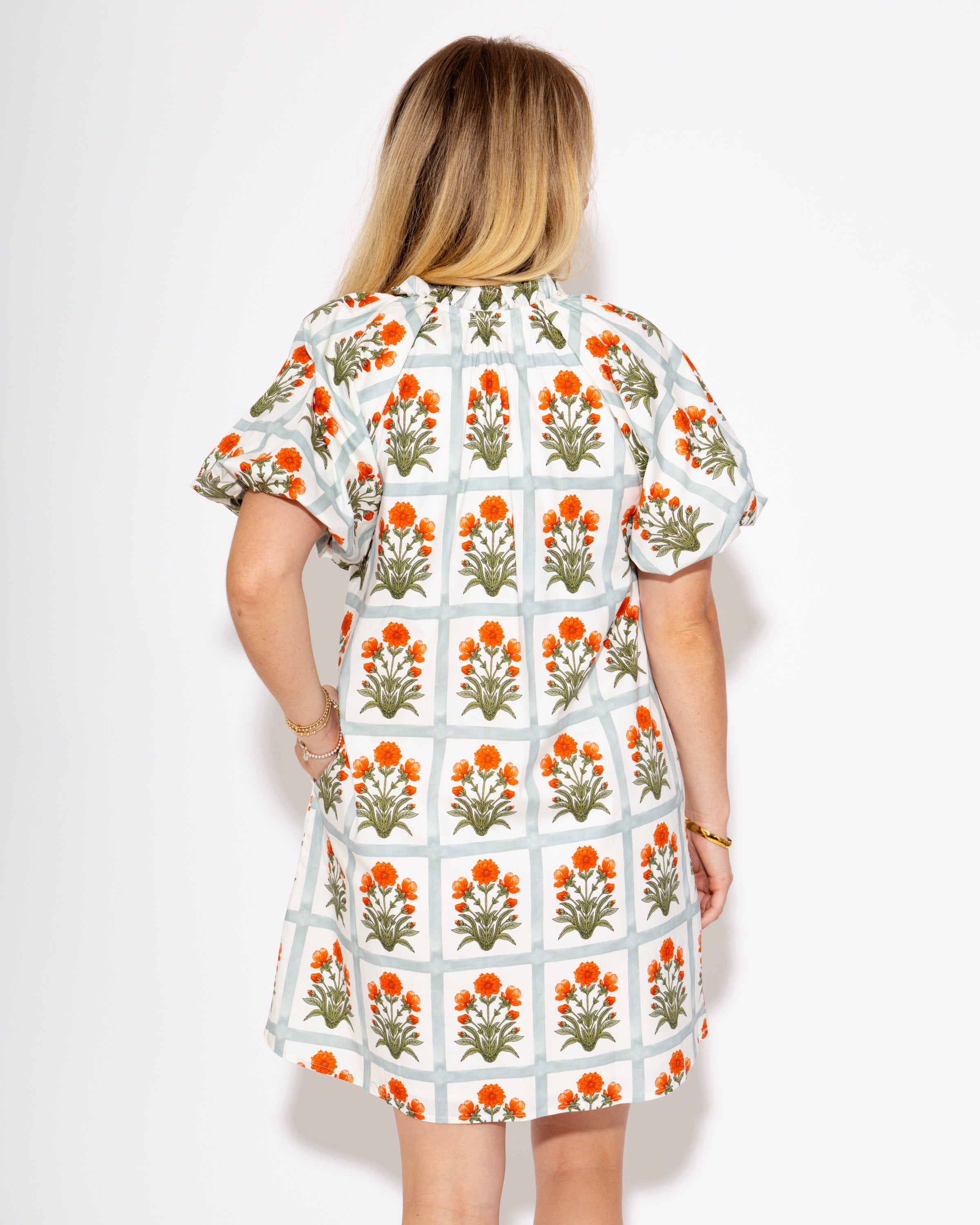 Gingham Garden Glow Dress in Orange