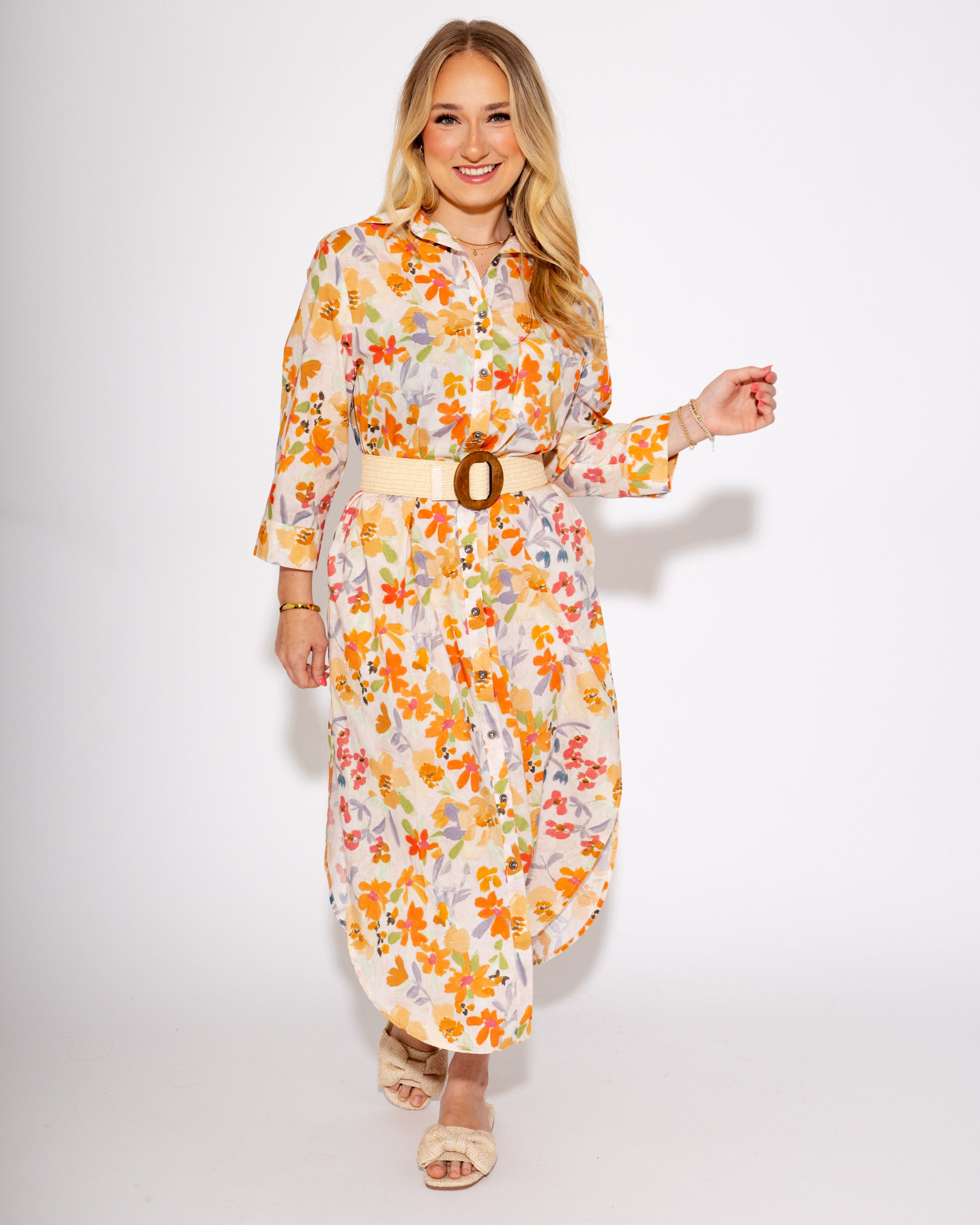 Sunkissed Floral Side Slit Midi Dress