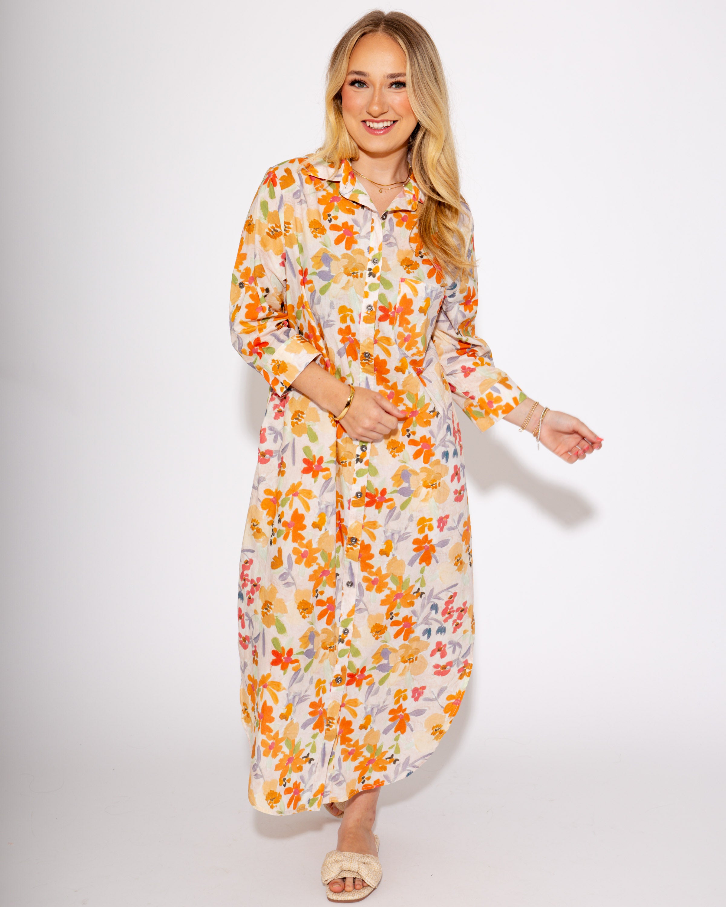 Sunkissed Floral Side Slit Midi Dress