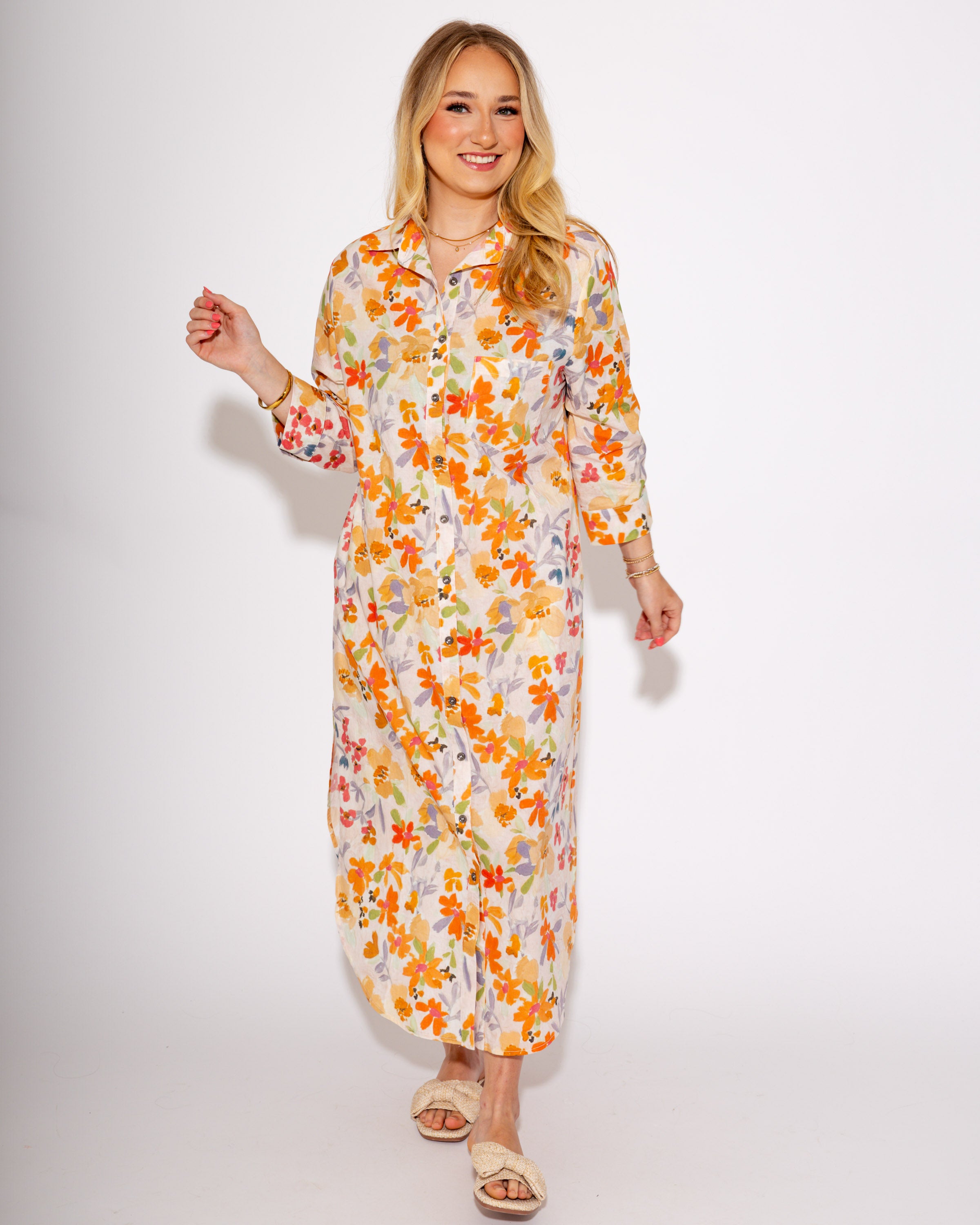 Sunkissed Floral Side Slit Midi Dress