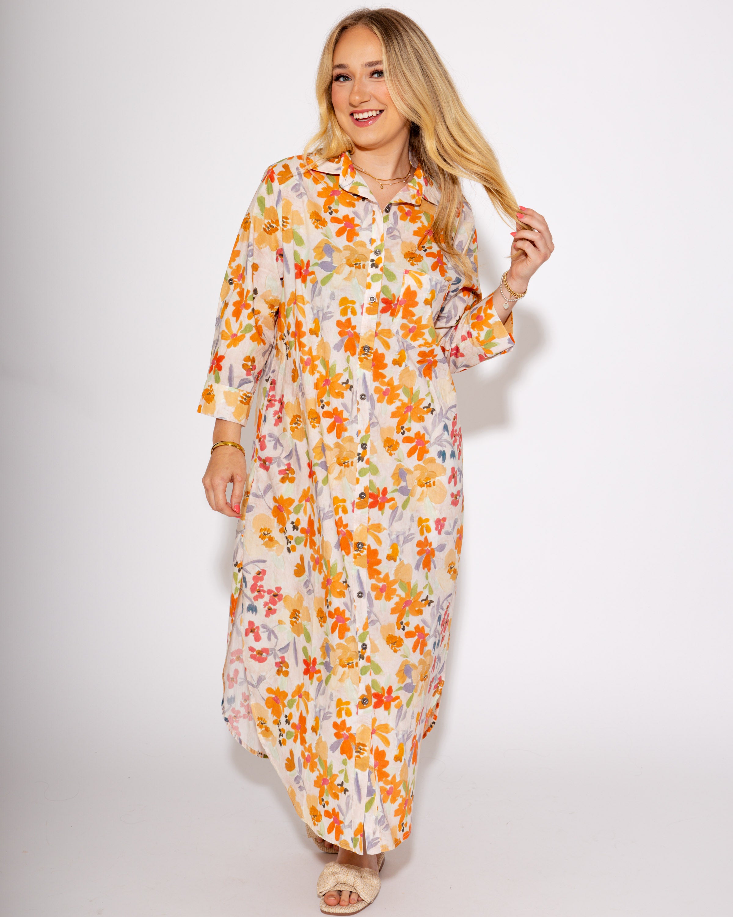 Sunkissed Floral Side Slit Midi Dress