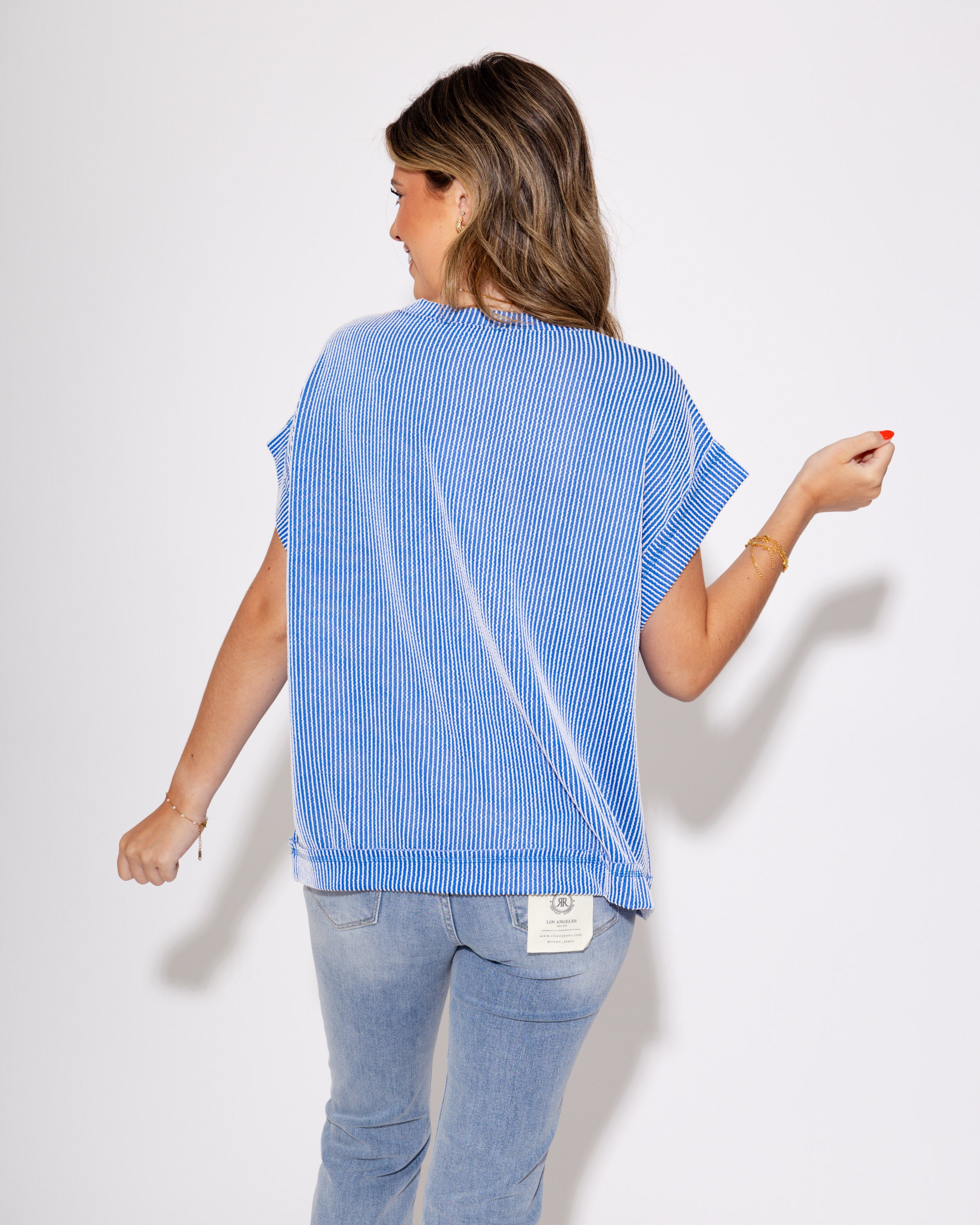 Game Day Ready Ribbed Tee in Blue