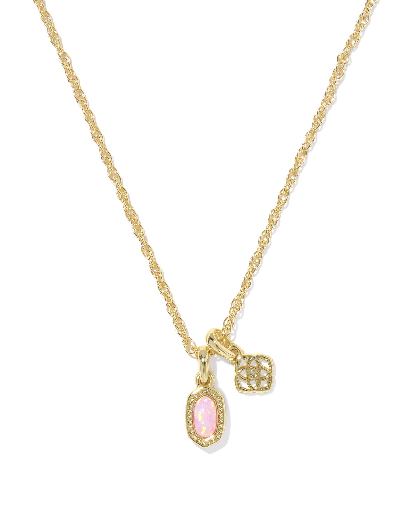 Mini Elisa Dira Necklace Gold Light Pink Lab Opal