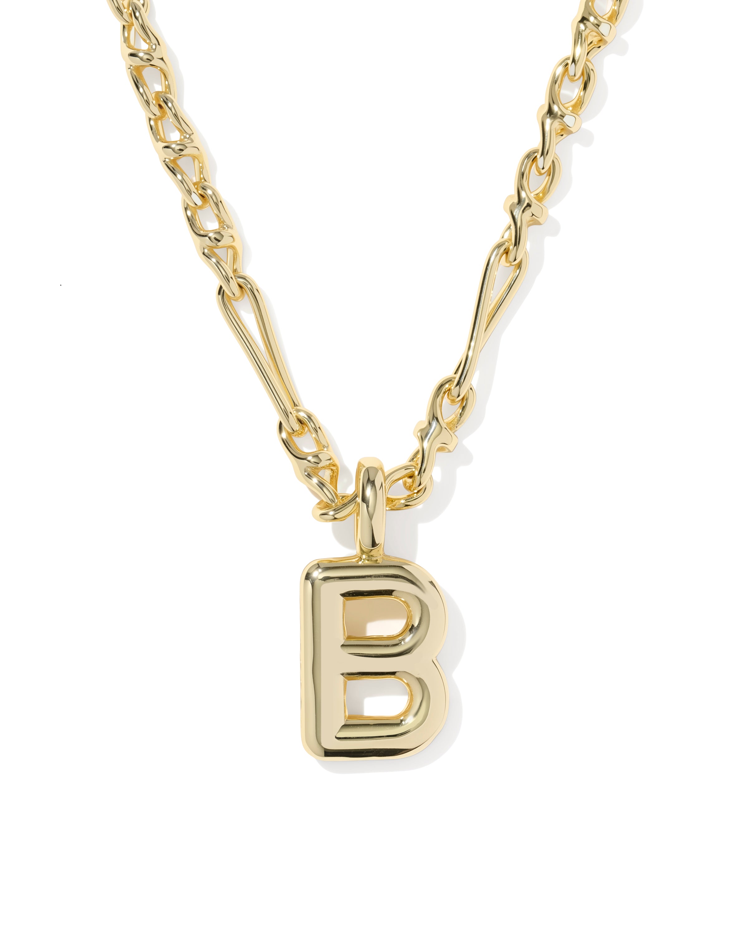 Bubble Letter B Pendant Necklace in Gold