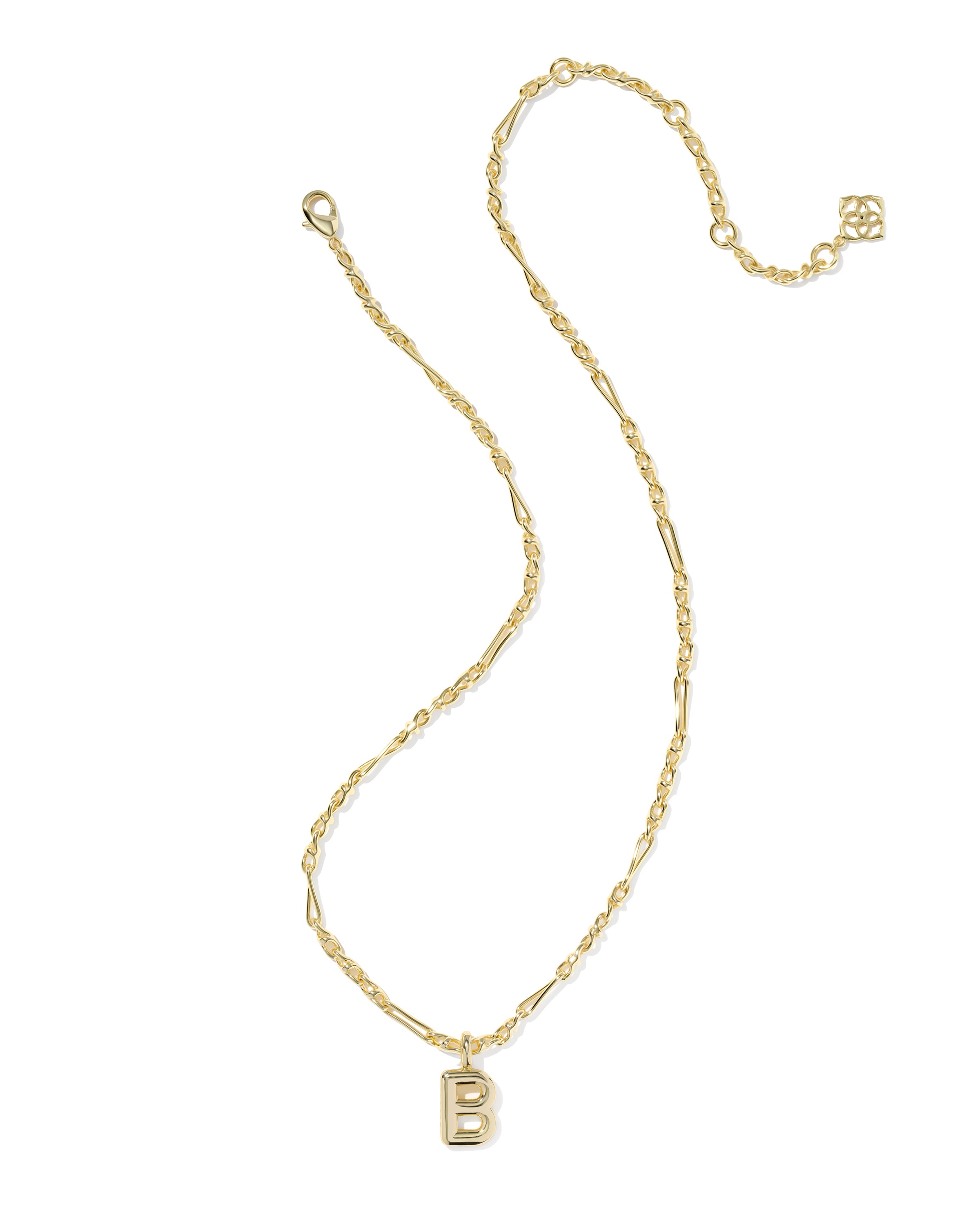 Bubble Letter B Pendant Necklace in Gold