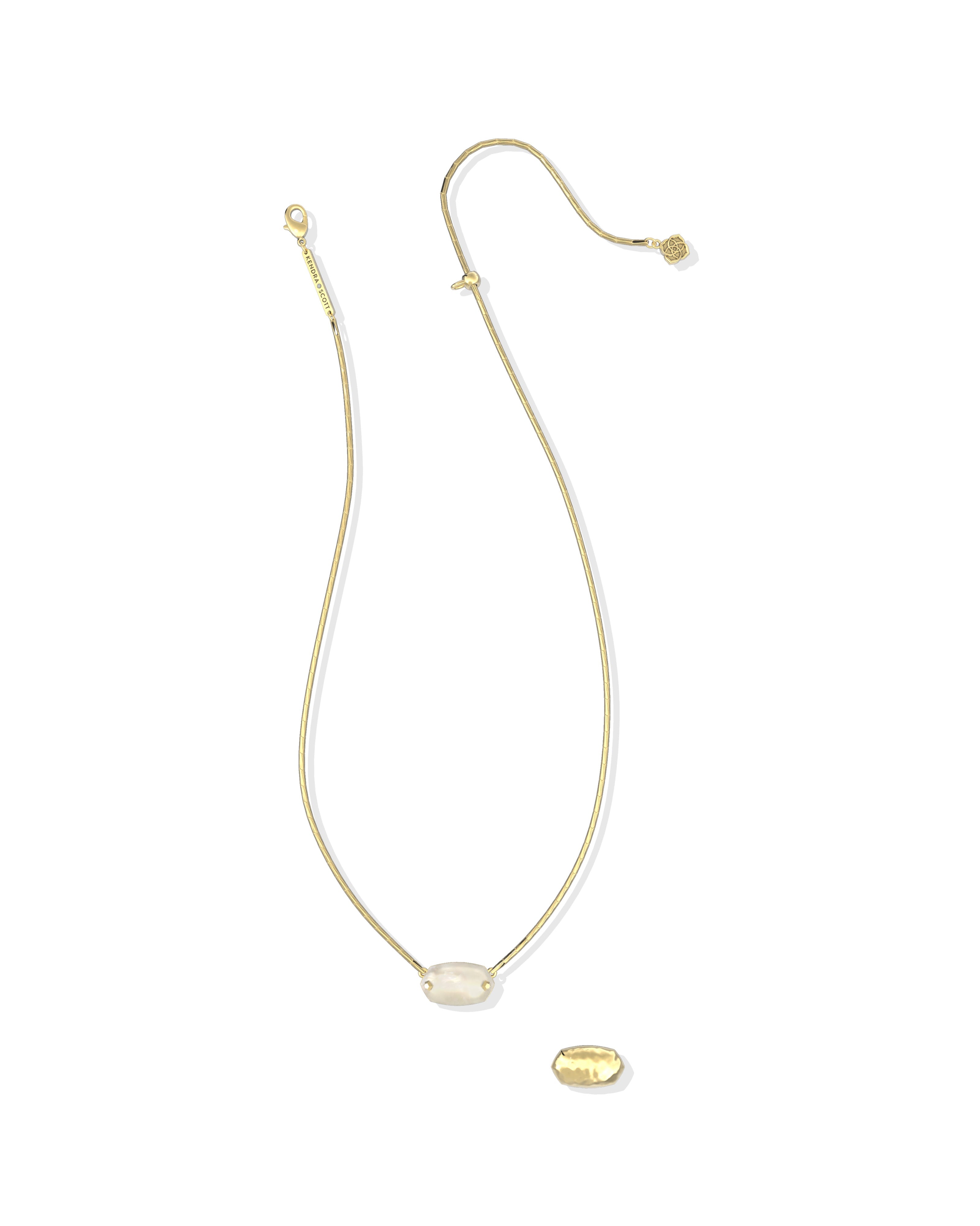 Elisa Riveted Pendant Necklace Gold Ivory MOP
