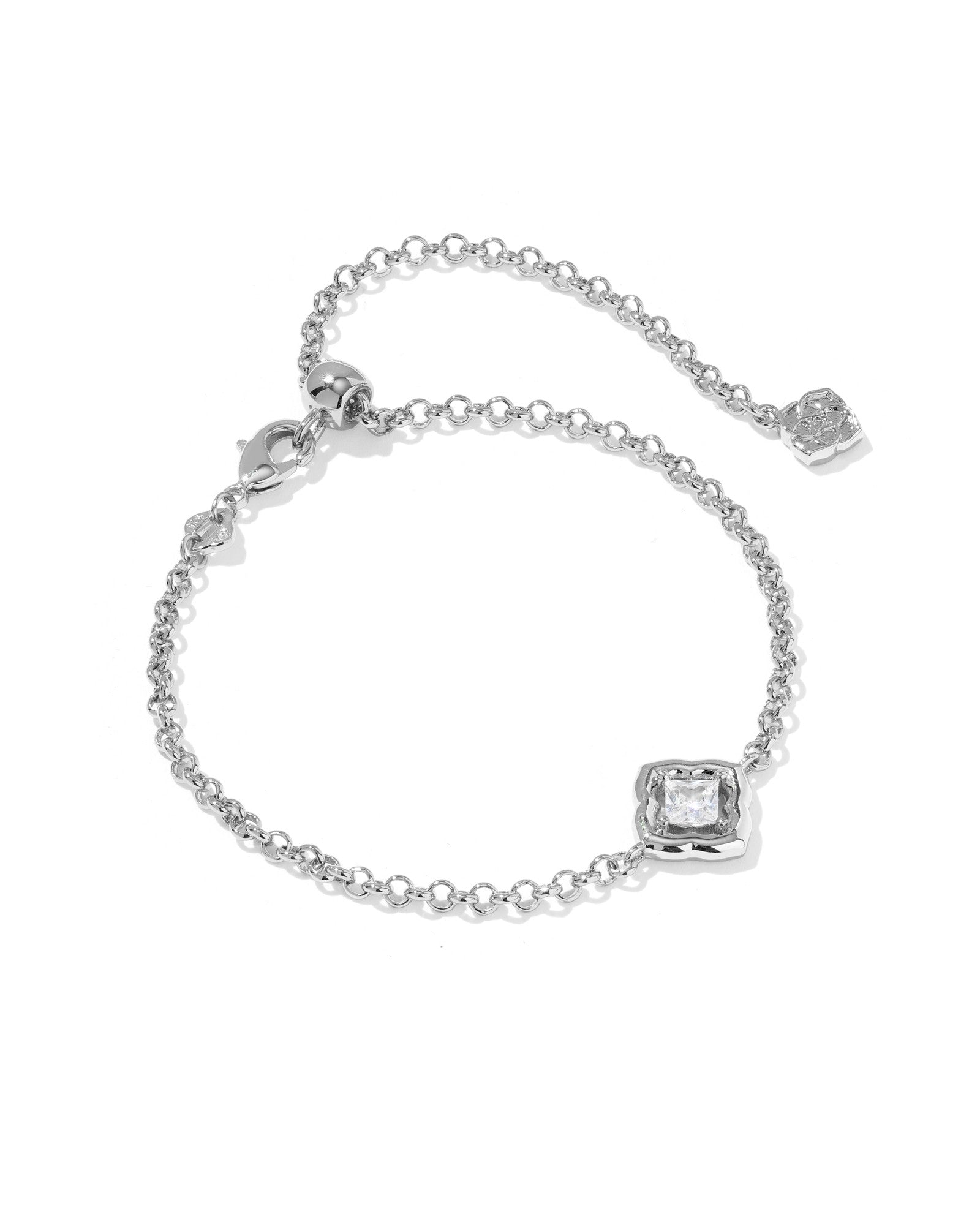 Mallory Crystal Silver Delicate Chain Bracelet