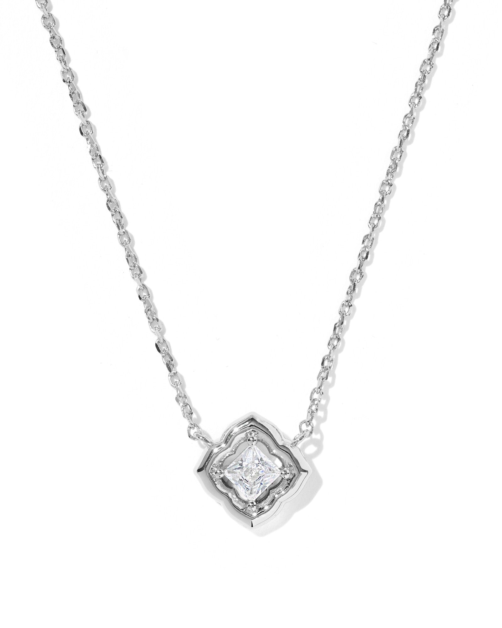 Mallory Crystal Silver Short Pendant Necklace
