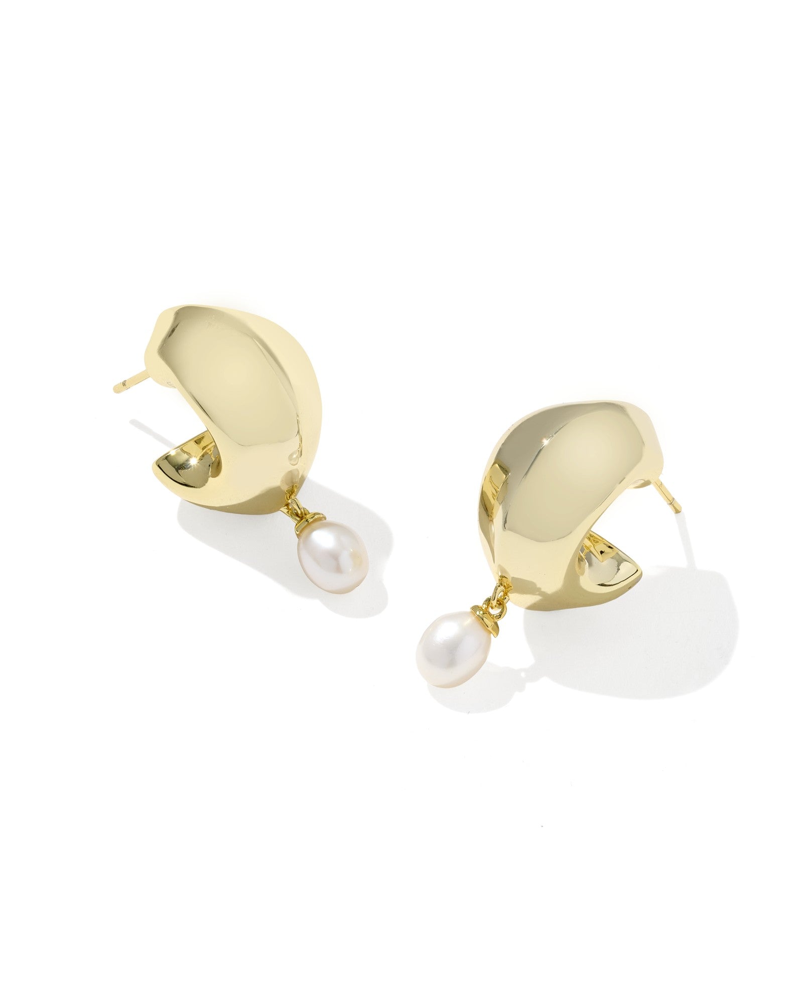 Oakland Pearl Gold  Huggie Earring