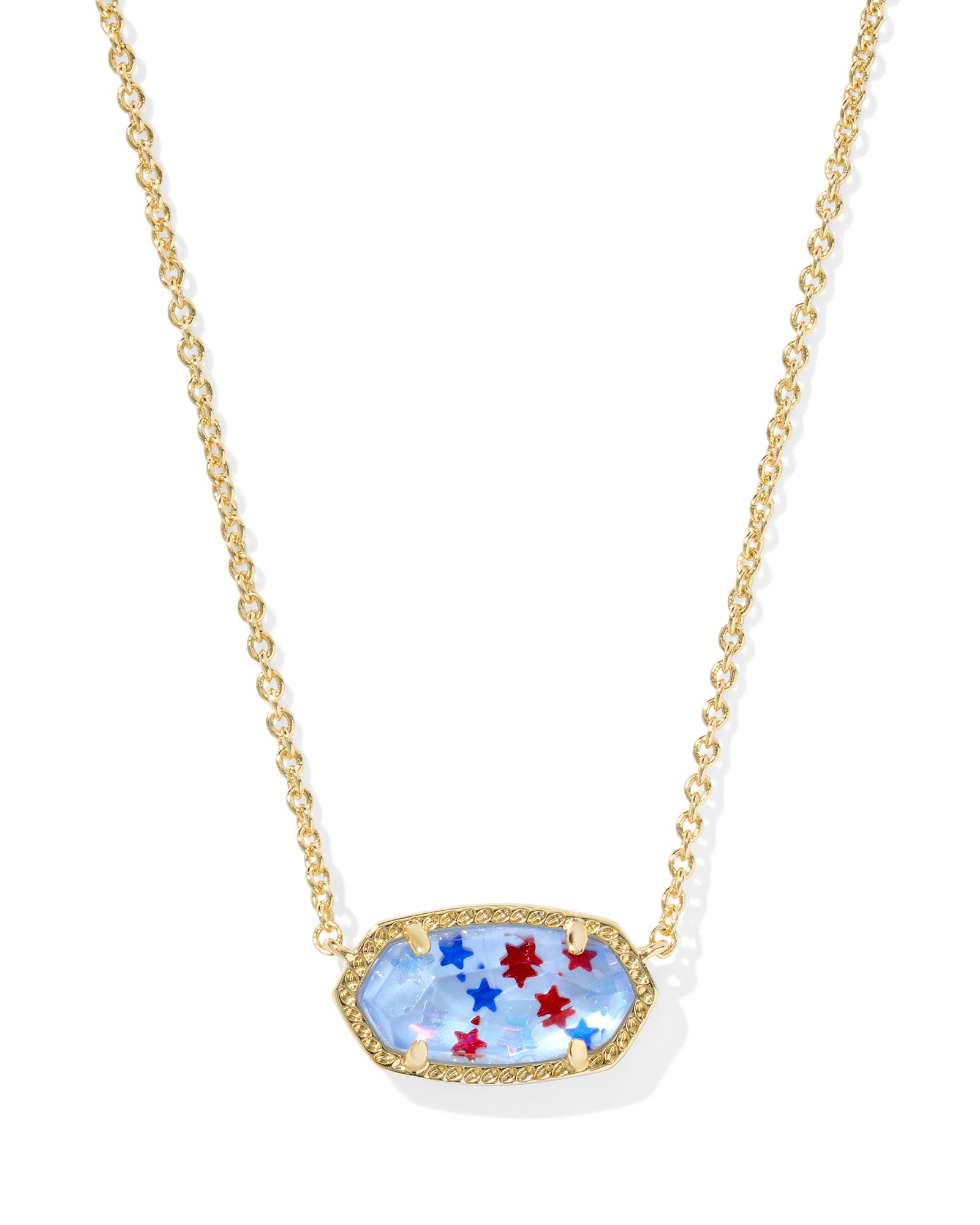 Elisa Pendant Necklace in Gold Red White Blue Illusion