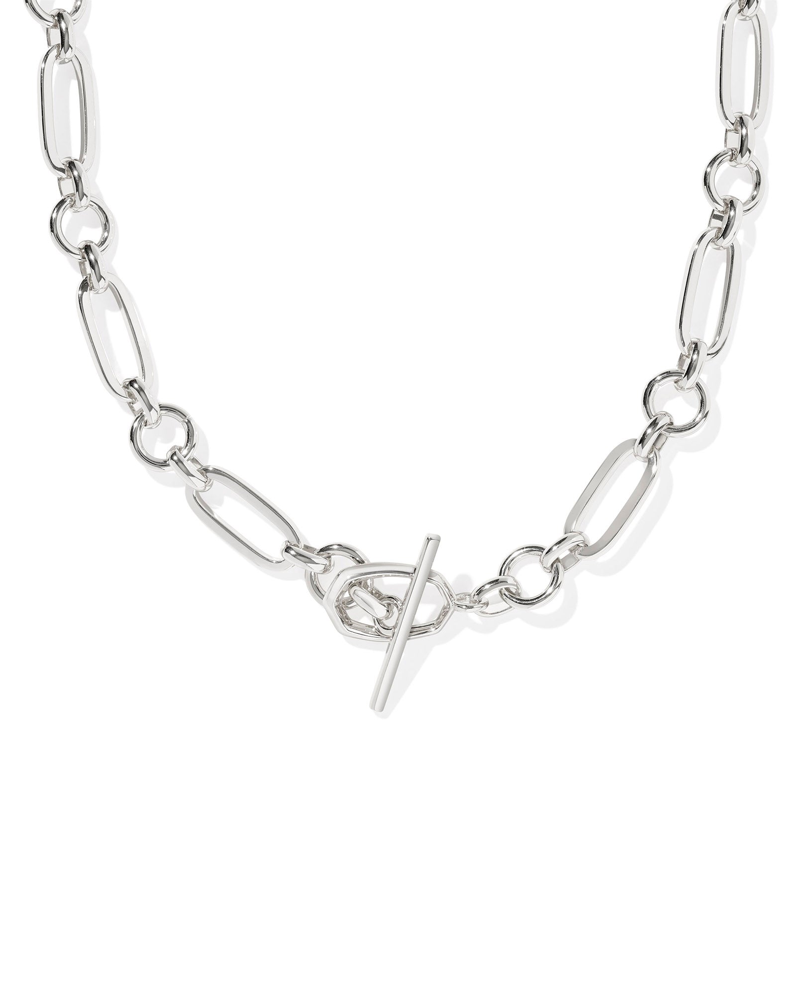 Sylvia Metal Link and Chain Necklace in Silver