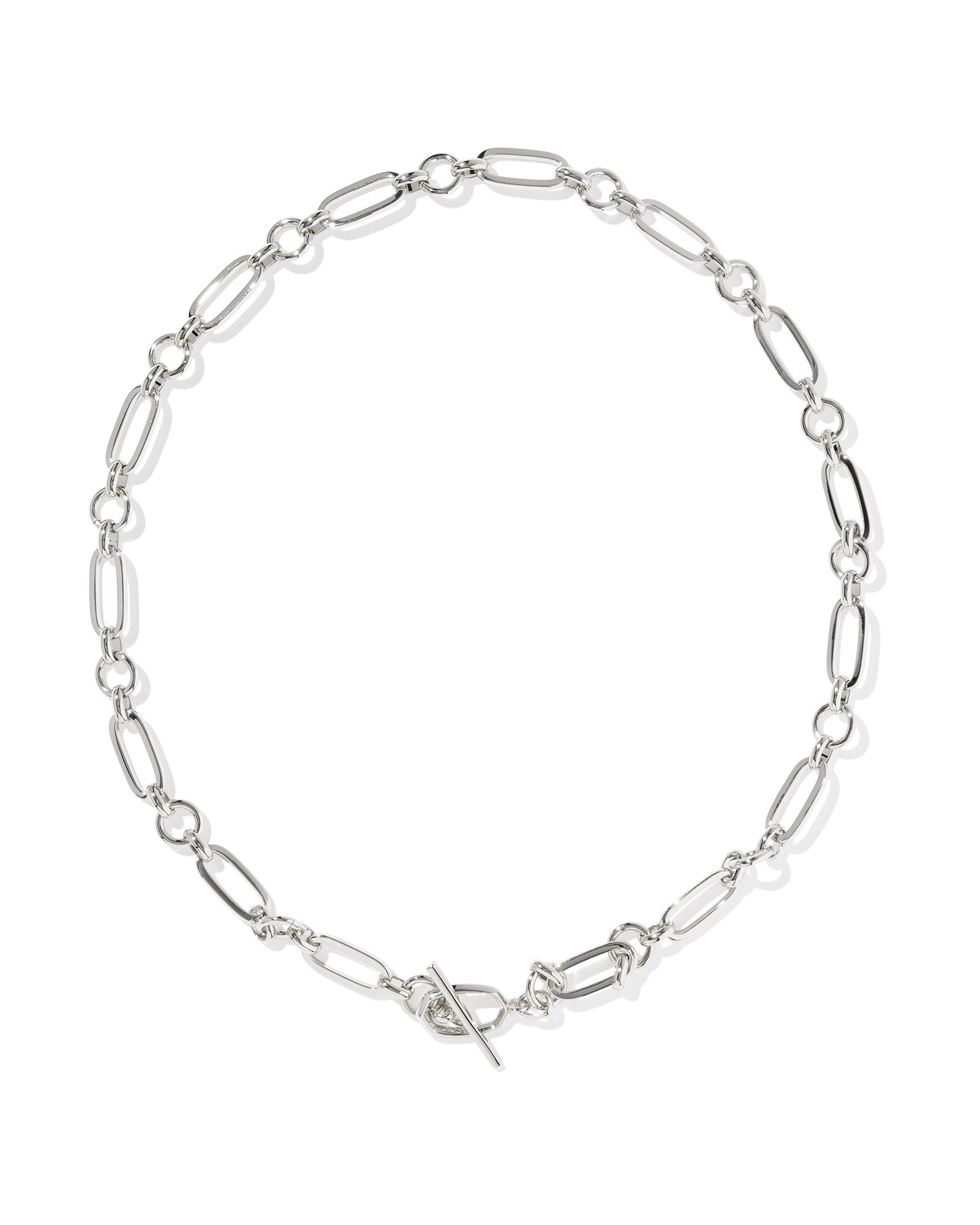 Sylvia Metal Link and Chain Necklace in Silver