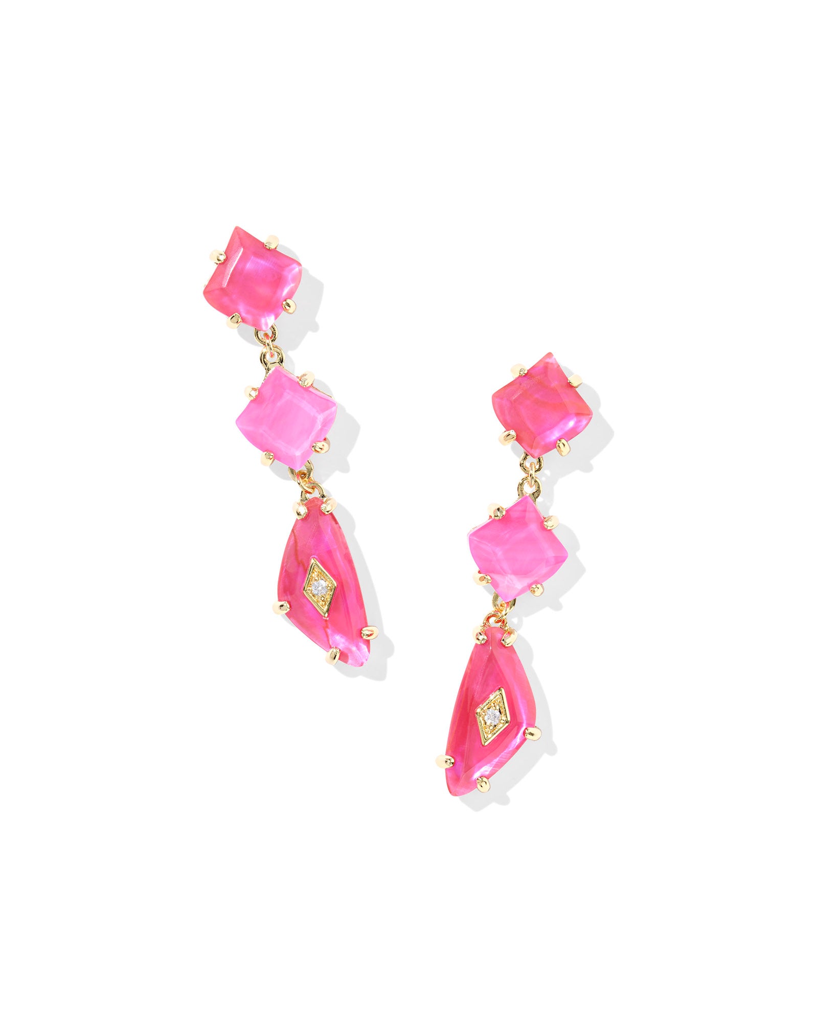 Bianca Linear Earring in Gold Pink Mix