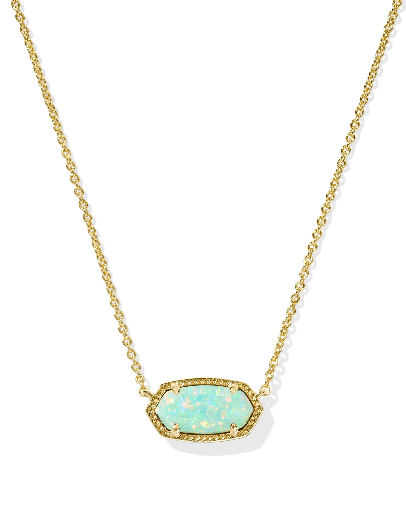 Elisa Necklace in Gold Green Kyocera Opal