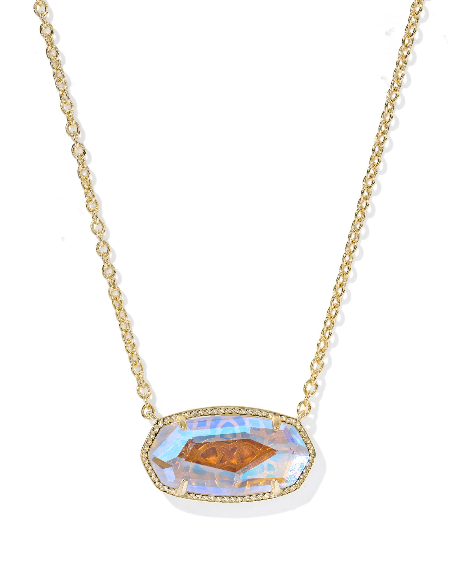 Elisa Statement Pendant Necklace in Gold Dichroic Glass