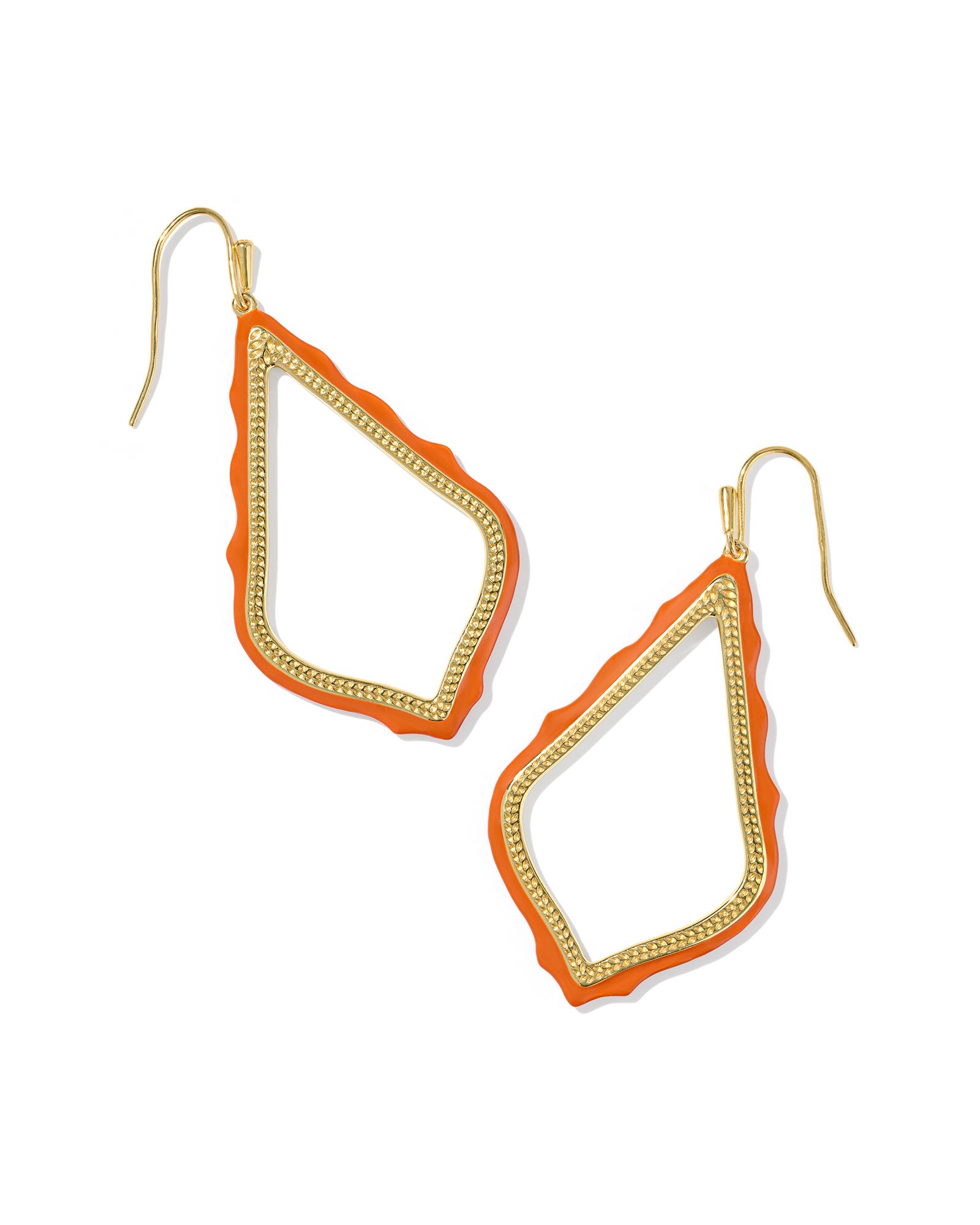 Sophee Enamel Open Frame Earring in Gold Dark Orange