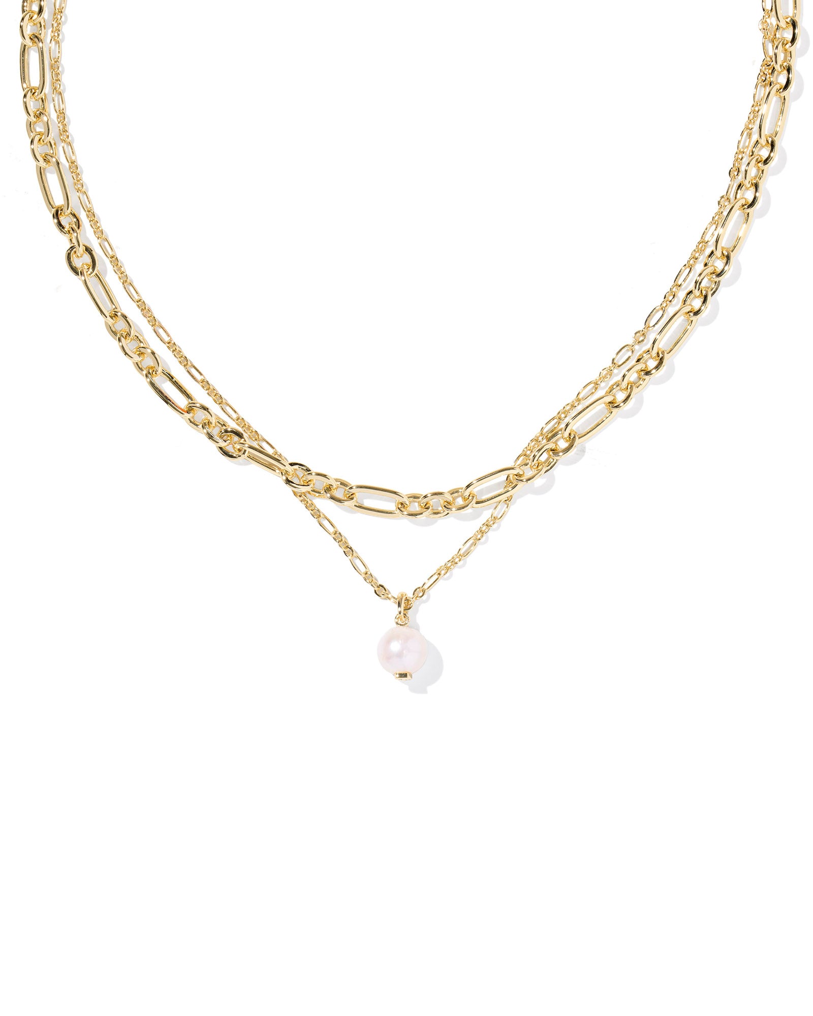 Ashton Multi Strand Necklace in Gold Freshwater Cultured Pearl