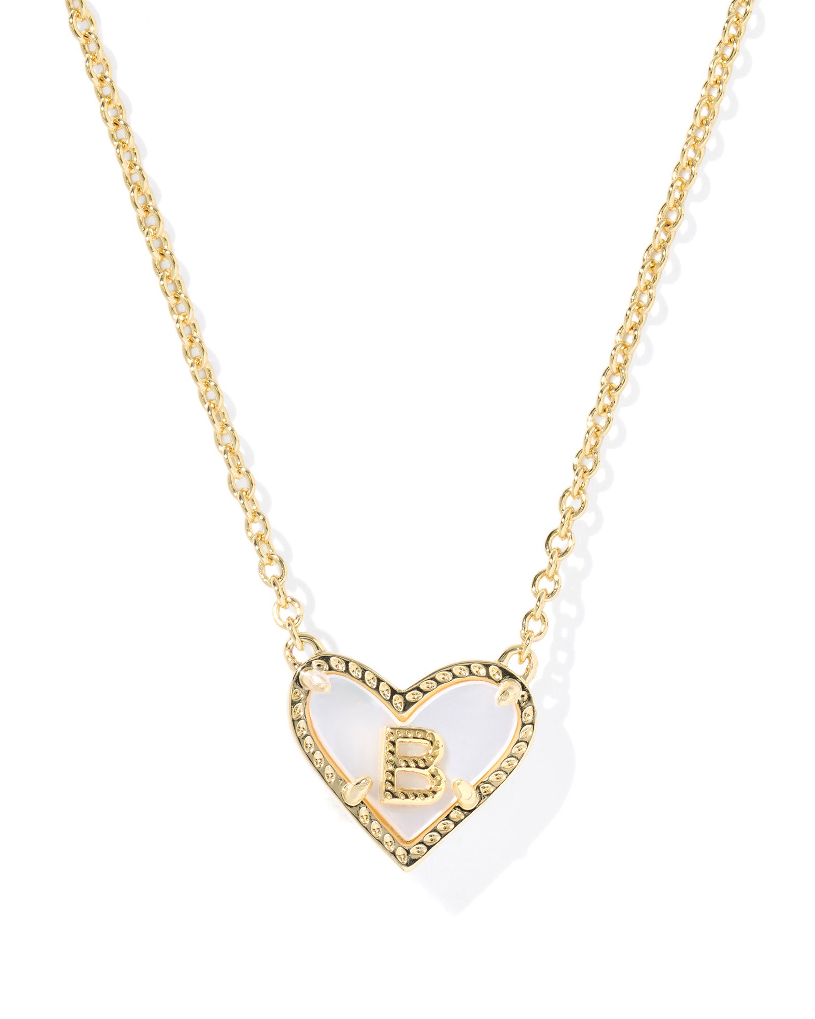 Heart Letter B Pndnt. Necklace Gold Ivory MOP