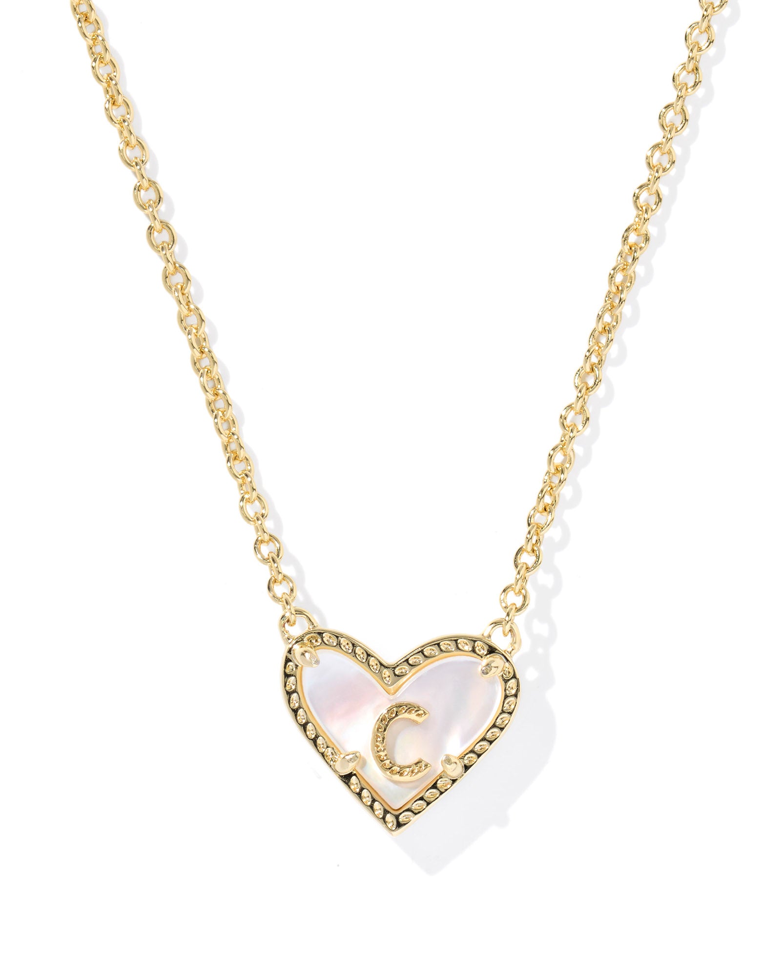 Heart Letter C Pndnt. Necklace Gold Ivory MOP