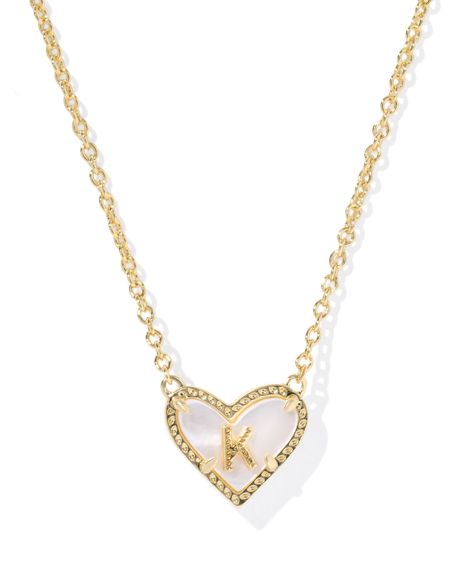 Heart Letter K Pndnt. Necklace Gold Ivory MOP