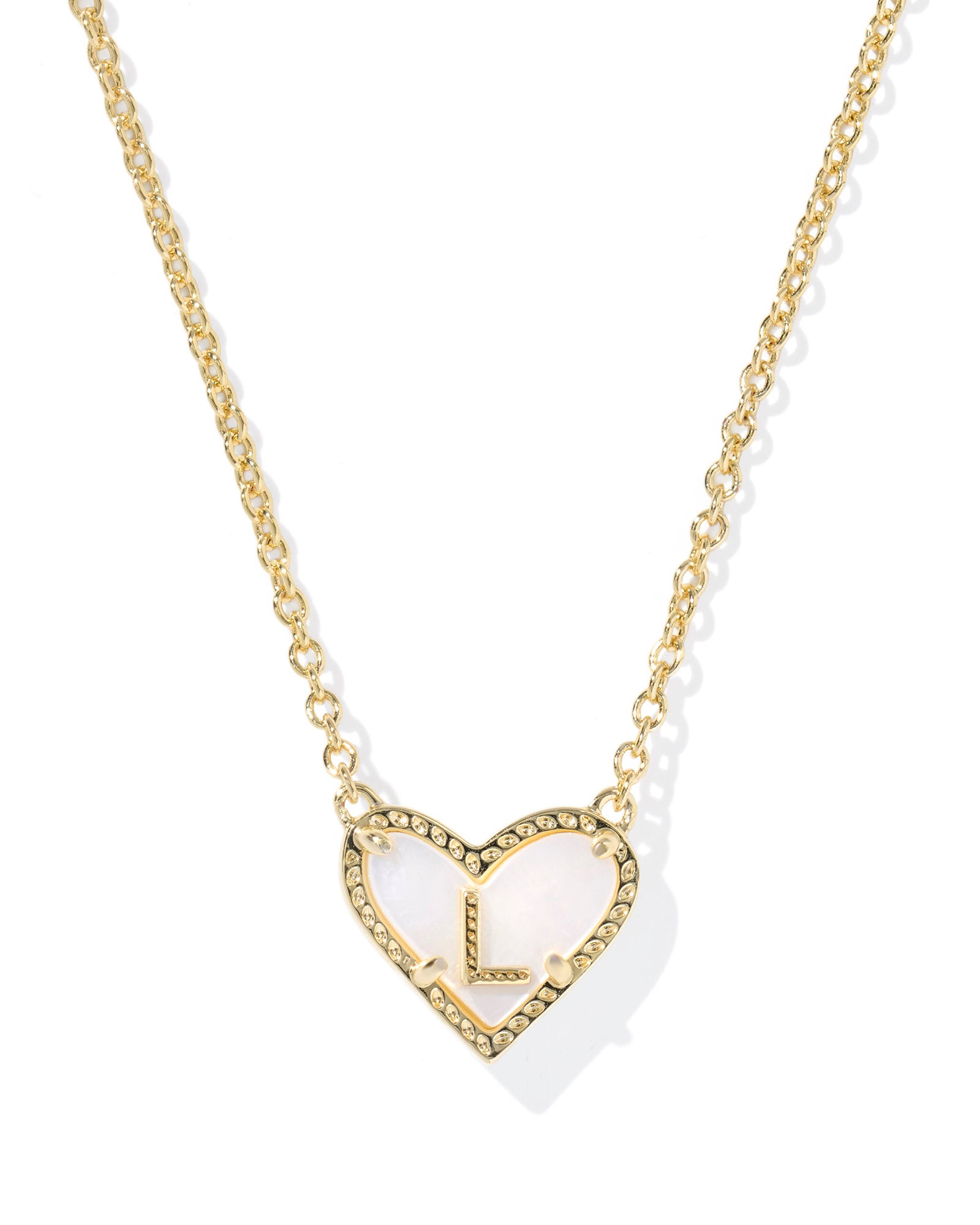 Heart Letter L Pndnt. Necklace Gold Ivory MOP
