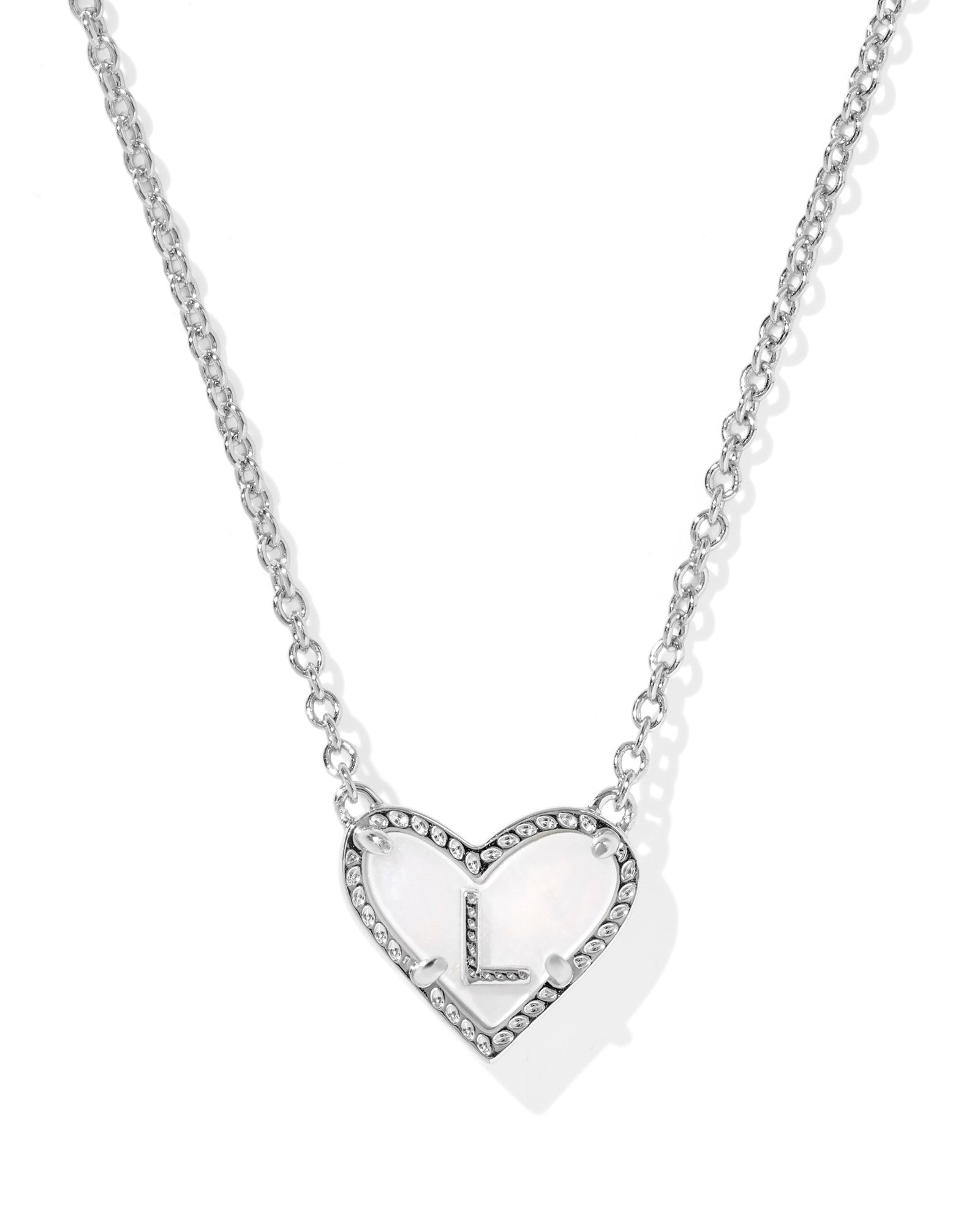 Heart Letter L Pndnt. Necklace Silver Ivory MOP