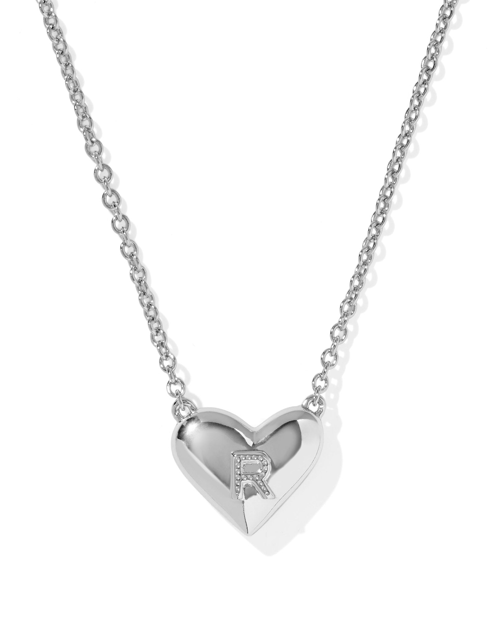 Heart Letter R Pndnt. Necklace Silver Ivory MOP