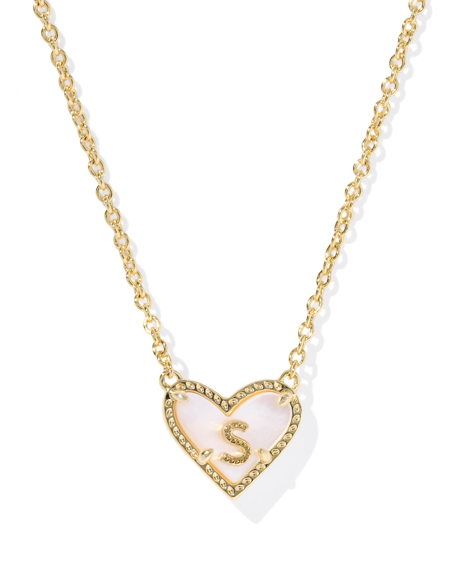 Heart Letter S Pndnt. Necklace Gold Ivory MOP
