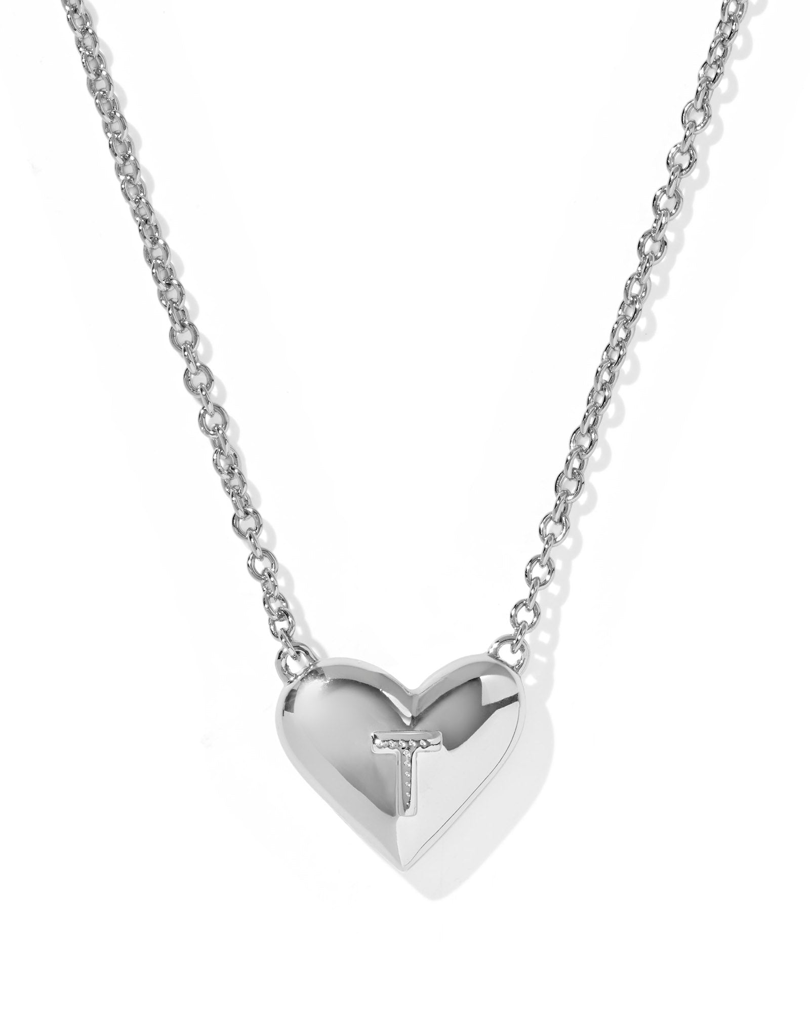 Heart Letter T Pndnt. Necklace Silver Ivory MOP