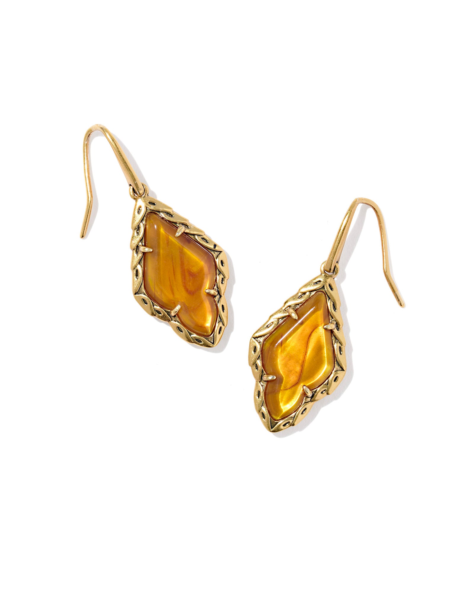 Adeline Drop Earring in Gold Marble Amber Illusion