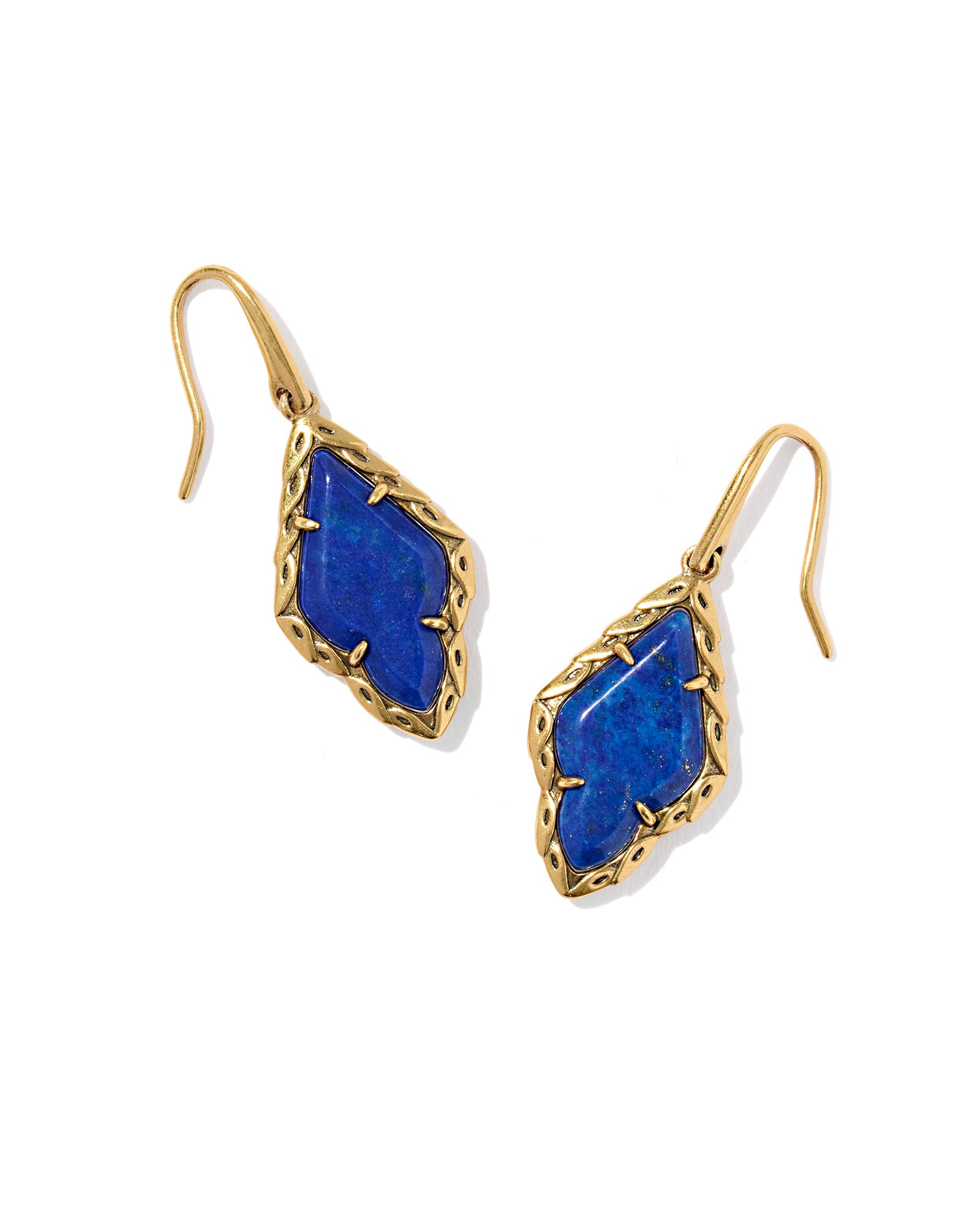 Adeline Drop Earring in Vintage Gold Blue Lapis