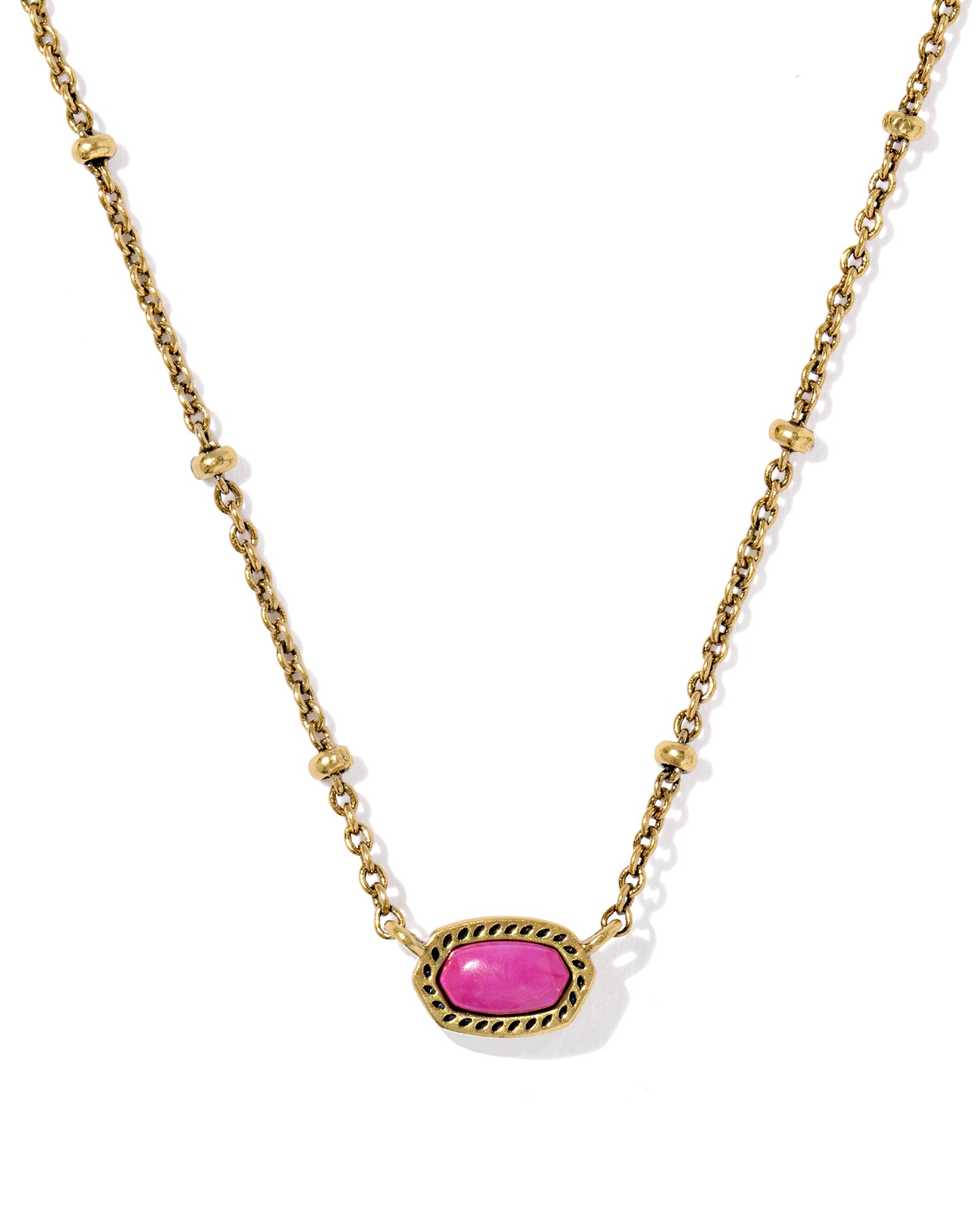 Mini Elisa Satellite Short Pendant Necklace in Gold Dark Fuchsia Variegated Magnesite