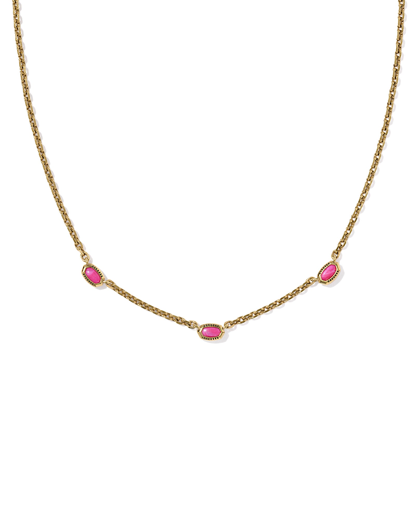 Mini Elisa Three Stone Strand Necklace in Vintage Dark Fuchsia Variegated