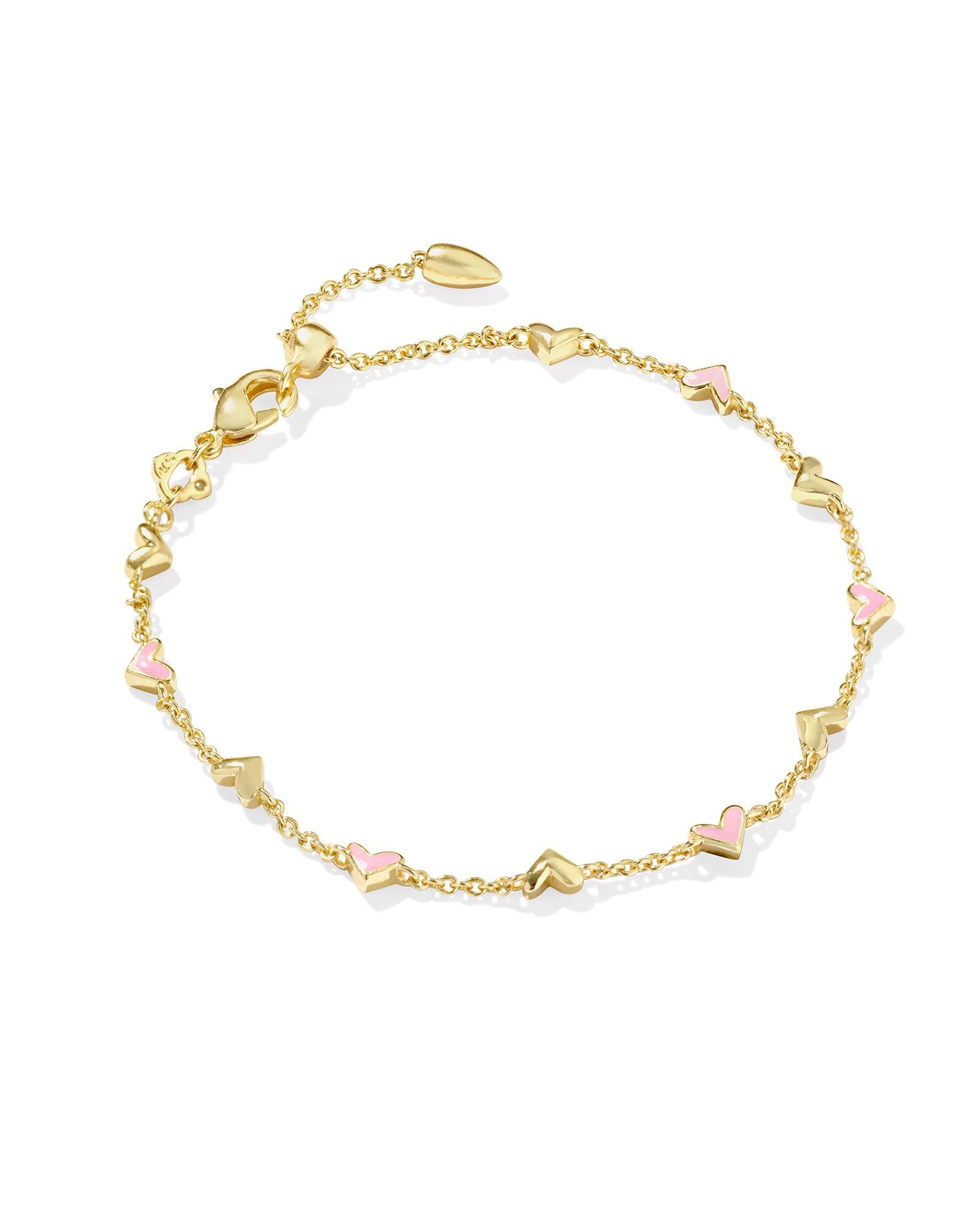 Haven Delicate Chain Bracelet in Gold Pink Enamel