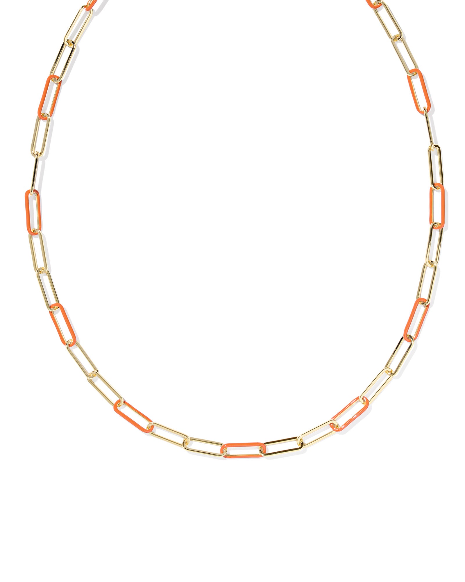 Ainsley Convertible Chain Necklace in Gold Dark Orange Enamel