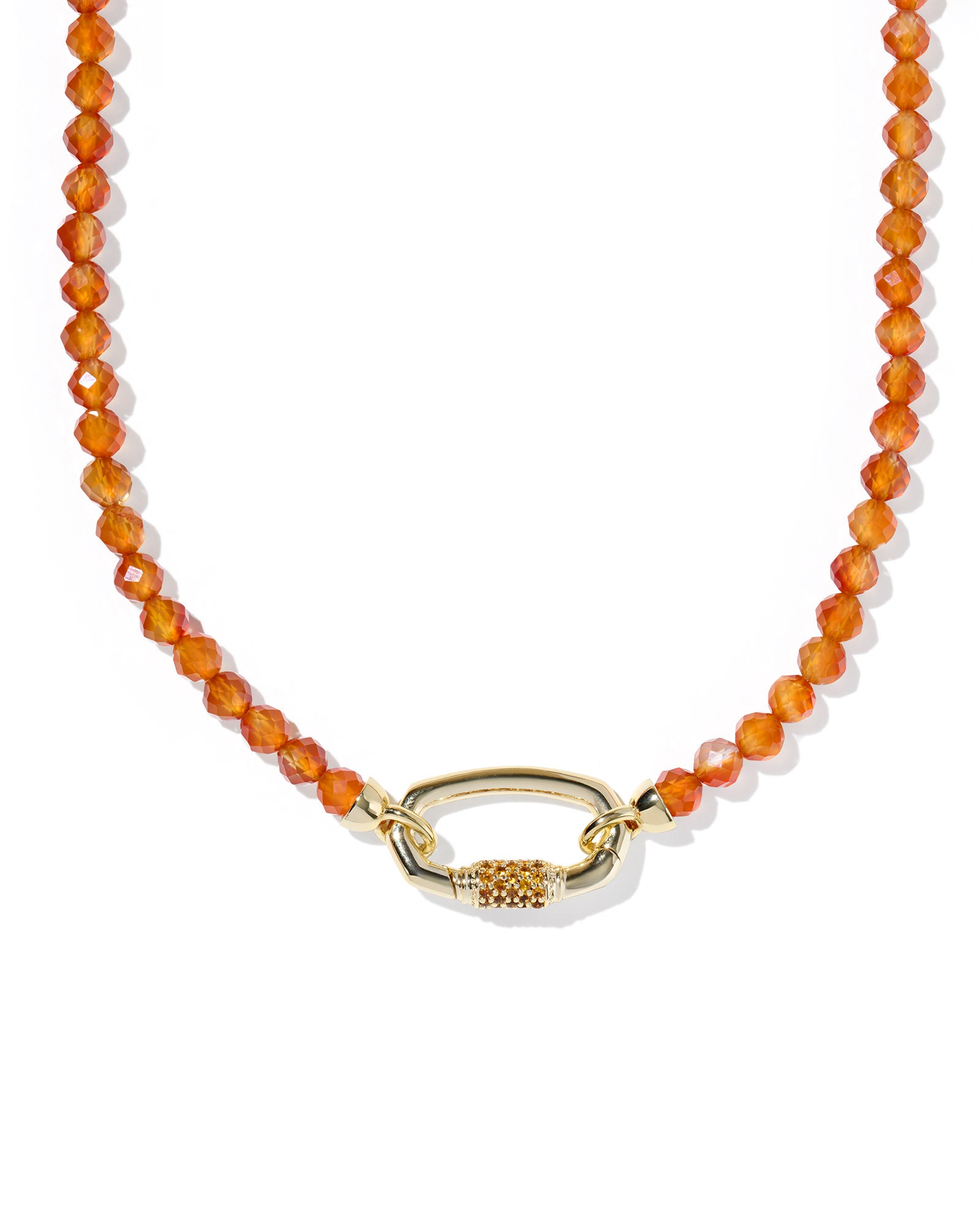 Emery Beaded Strand Necklace in Gold Orange Agate