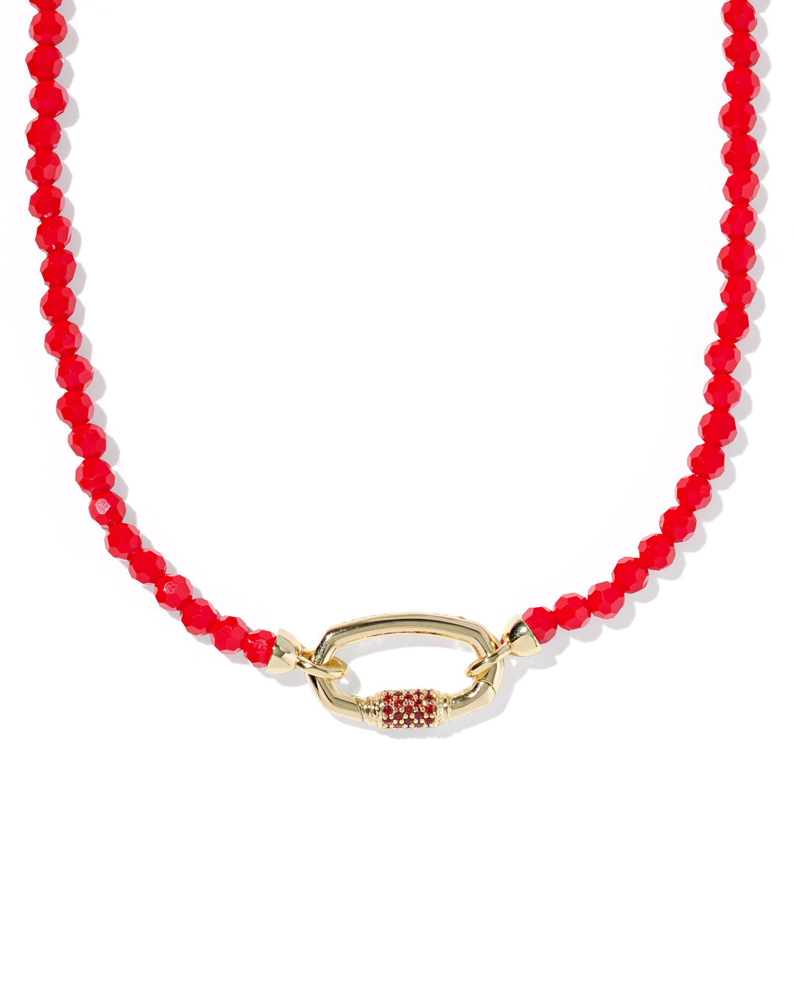 Emery Beaded Strand Necklace in Gold Red Glass