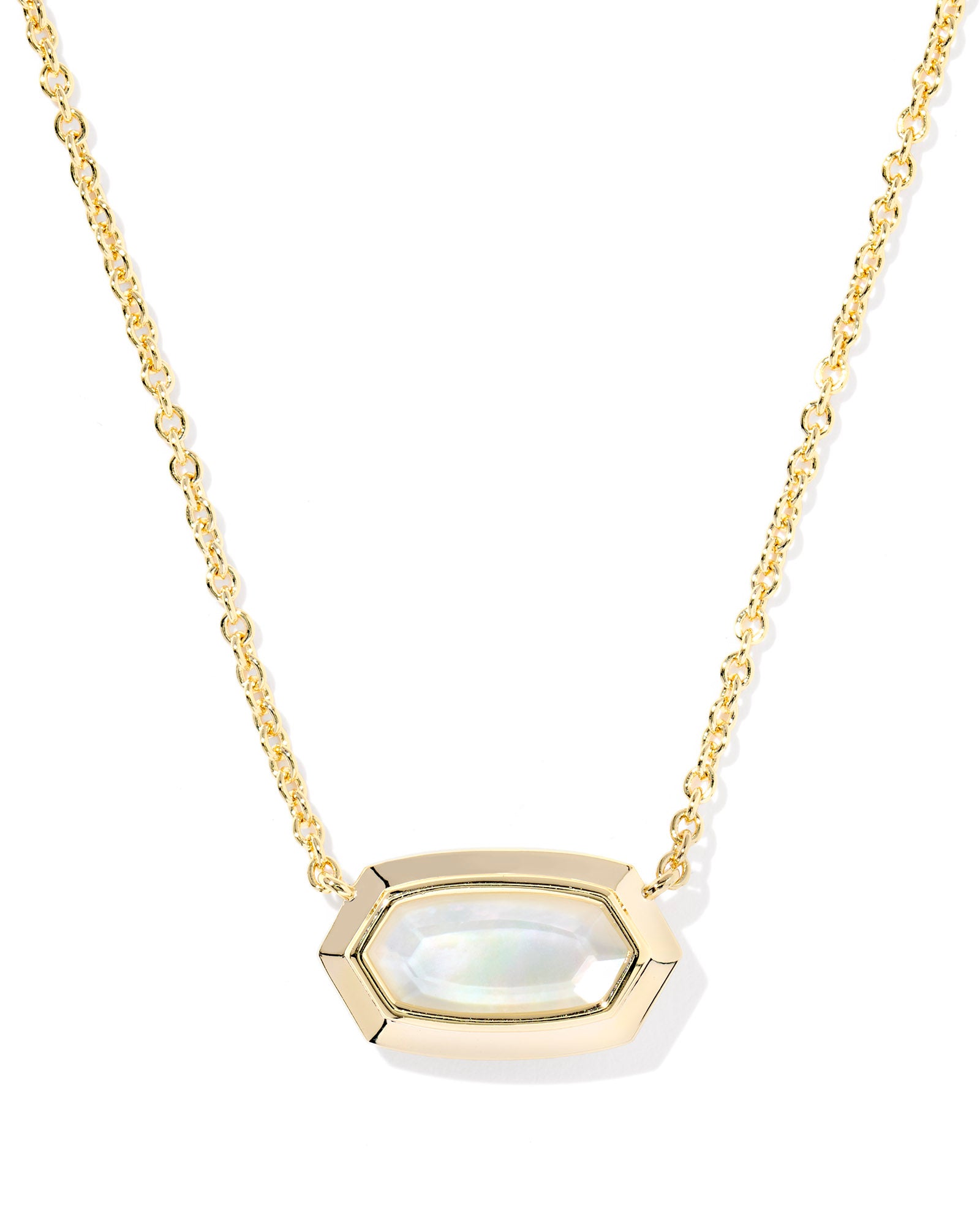 Elisa Bezel Pendant Necklace Gold Ivory Mother of Pearl