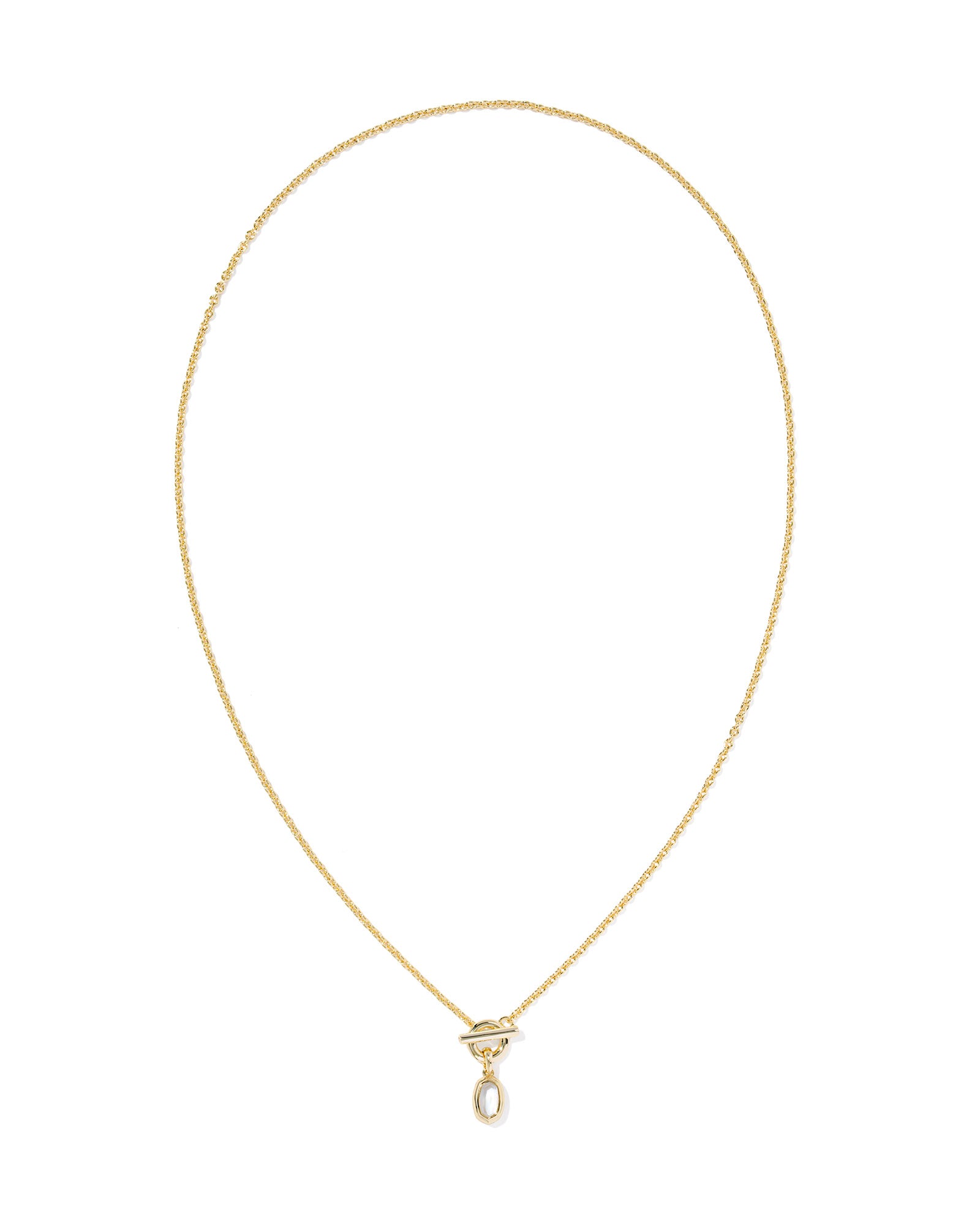 Mini Elisa Toggle Pendant Necklace Gold Ivory Mother of Pearl
