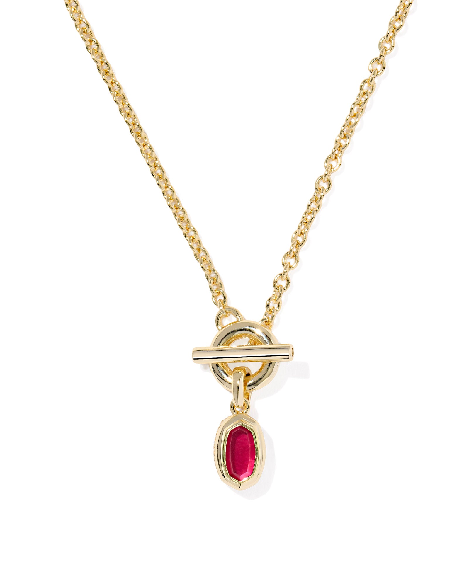 Mini Elisa Toggle Pendant Necklace in Gold Carmine Red Illusion