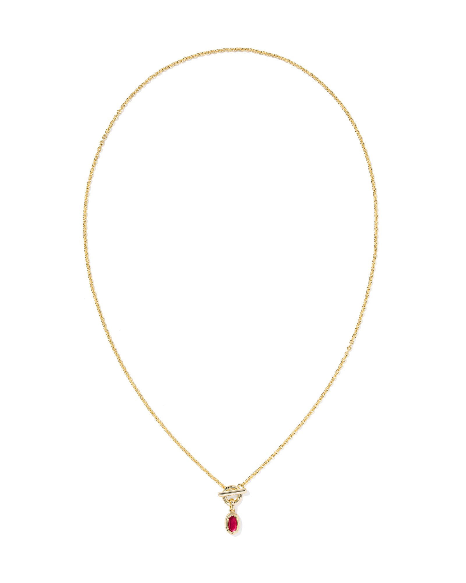 Mini Elisa Toggle Pendant Necklace in Gold Carmine Red Illusion